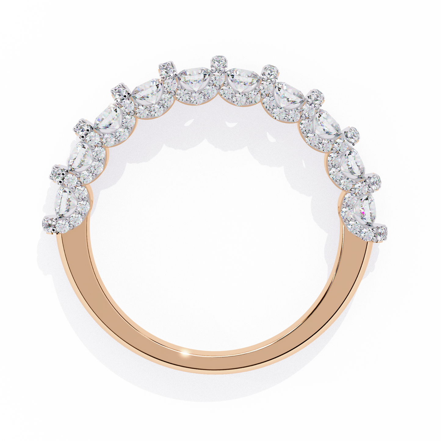 rose gold / moissanite, rose gold / lab grown