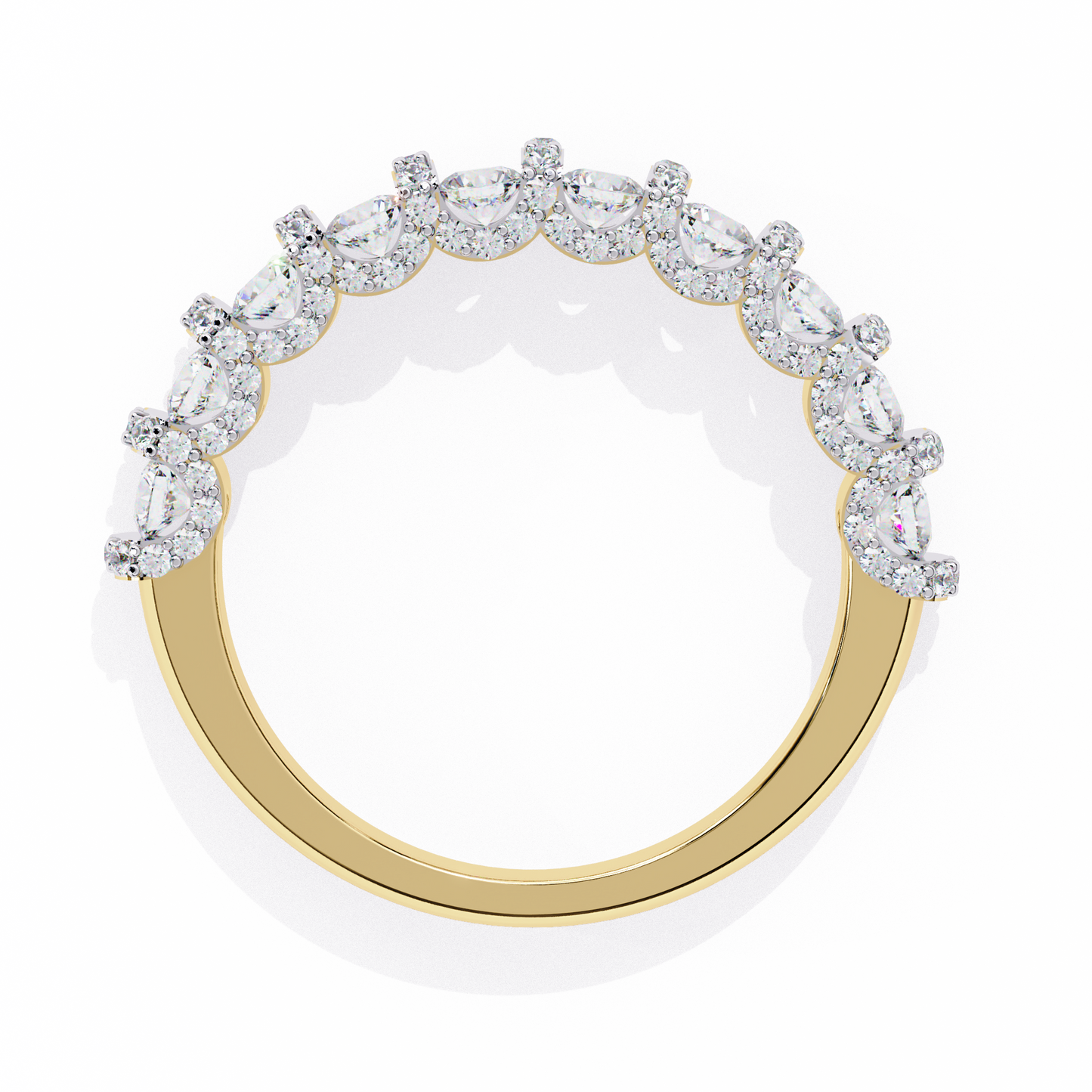 yellow gold / moissanite, yellow gold / lab grown