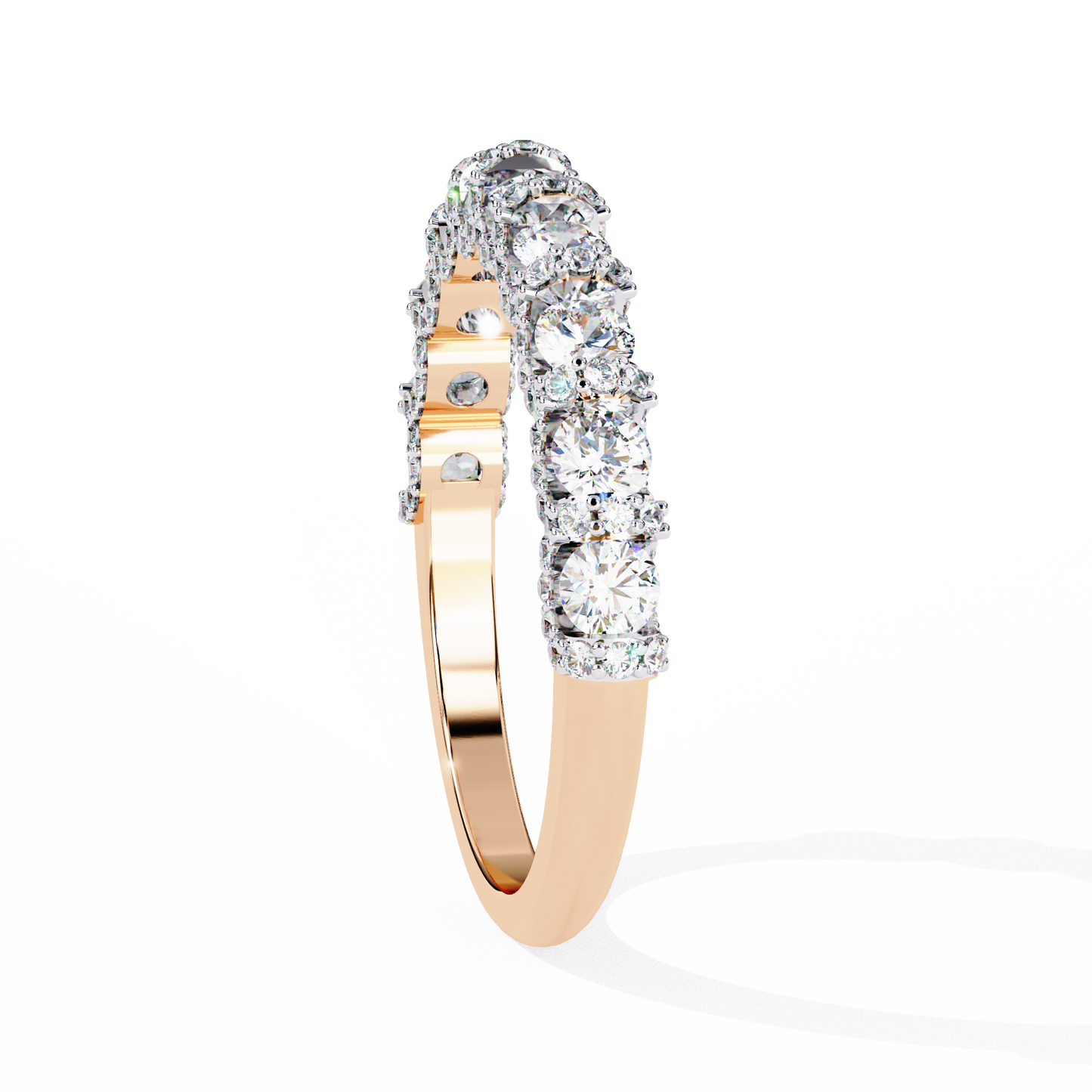 rose gold / moissanite, rose gold / lab grown