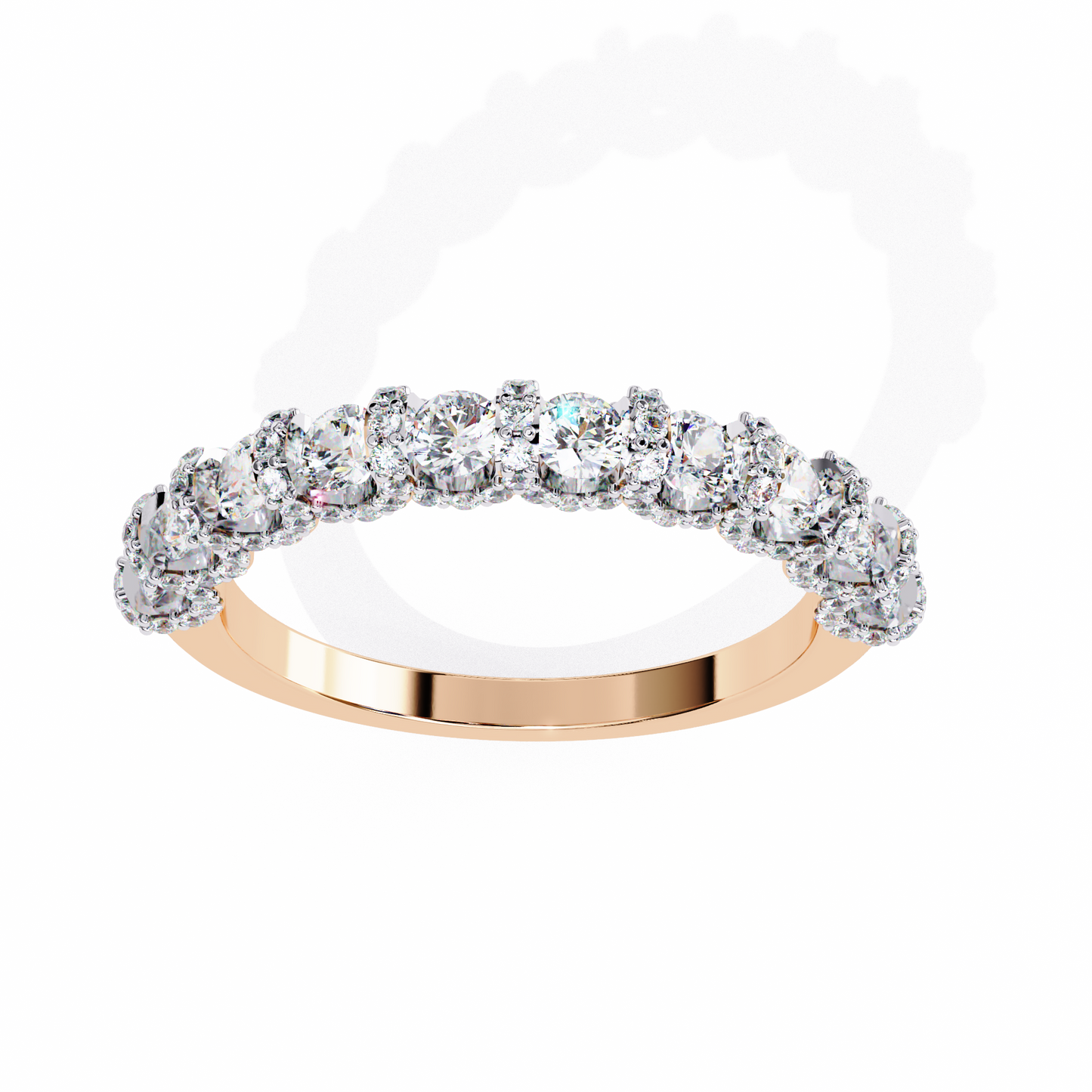 rose gold / moissanite, rose gold / lab grown