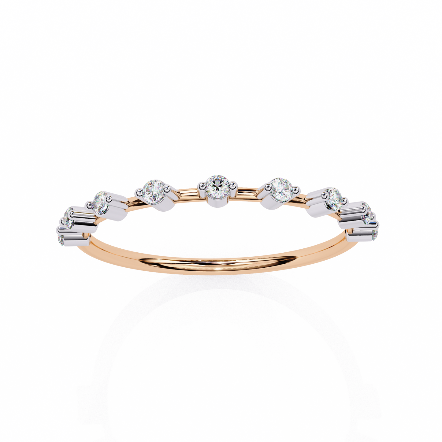 rose gold / moissanite, rose gold / lab grown