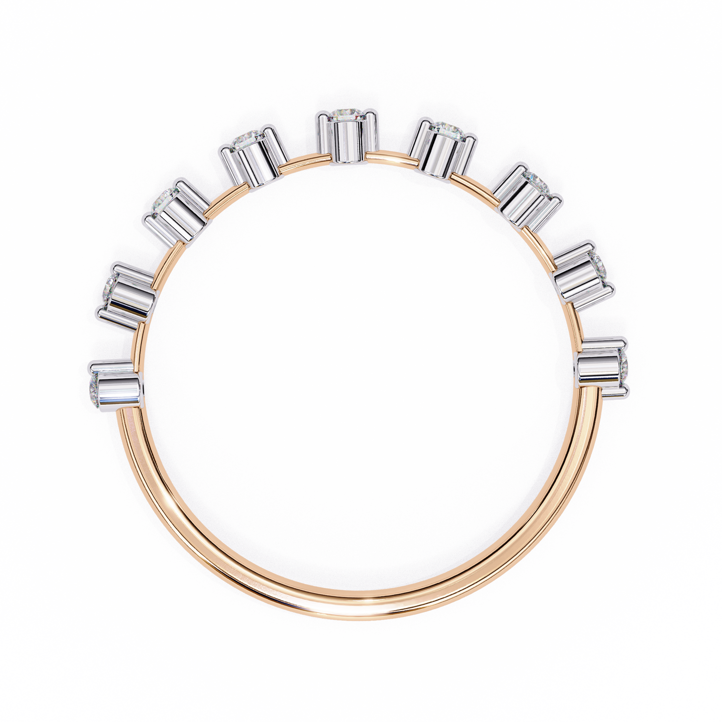 rose gold / moissanite, rose gold / lab grown