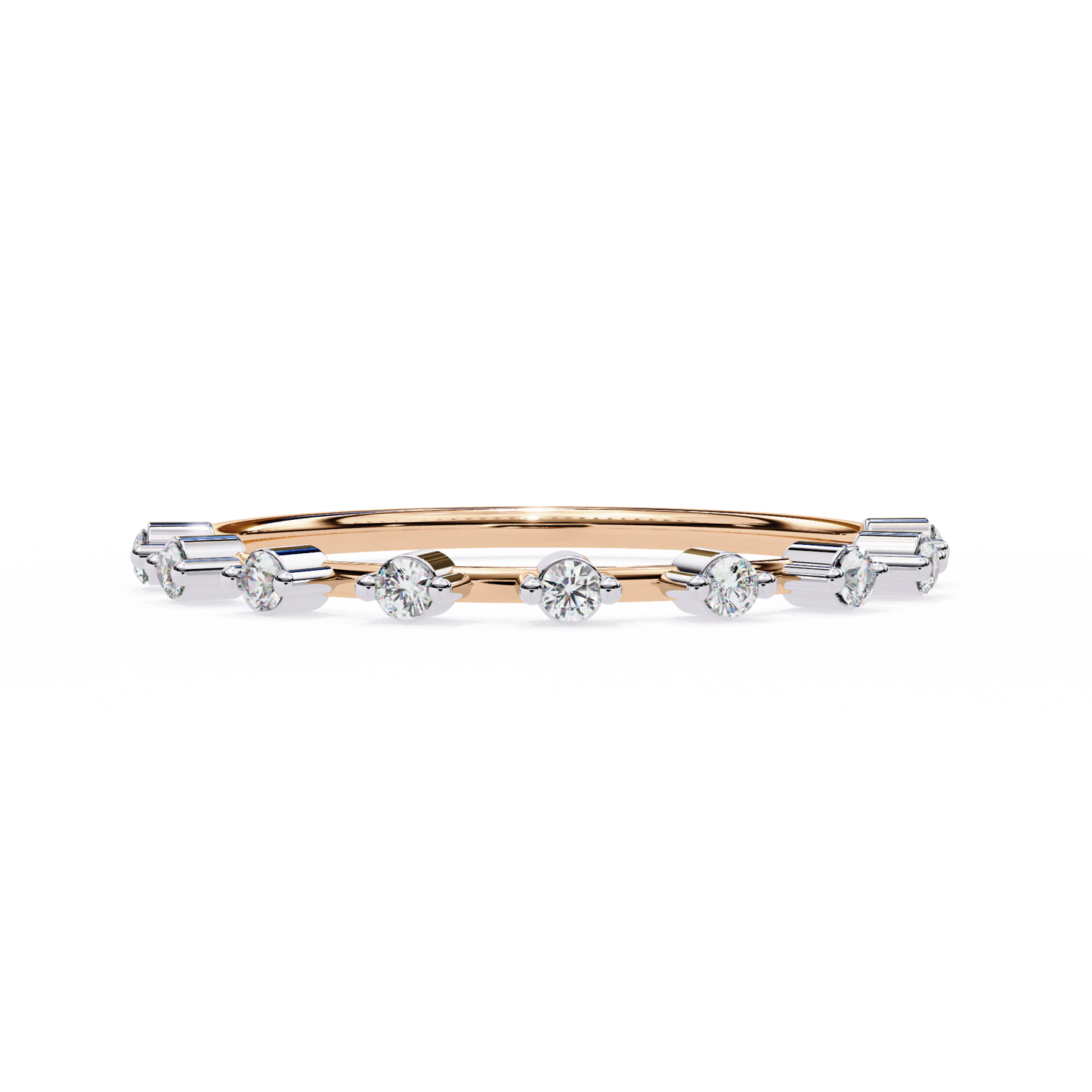 rose gold / moissanite, rose gold / lab grown
