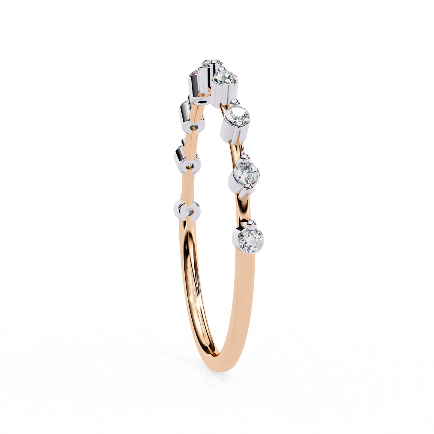 rose gold / moissanite, rose gold / lab grown