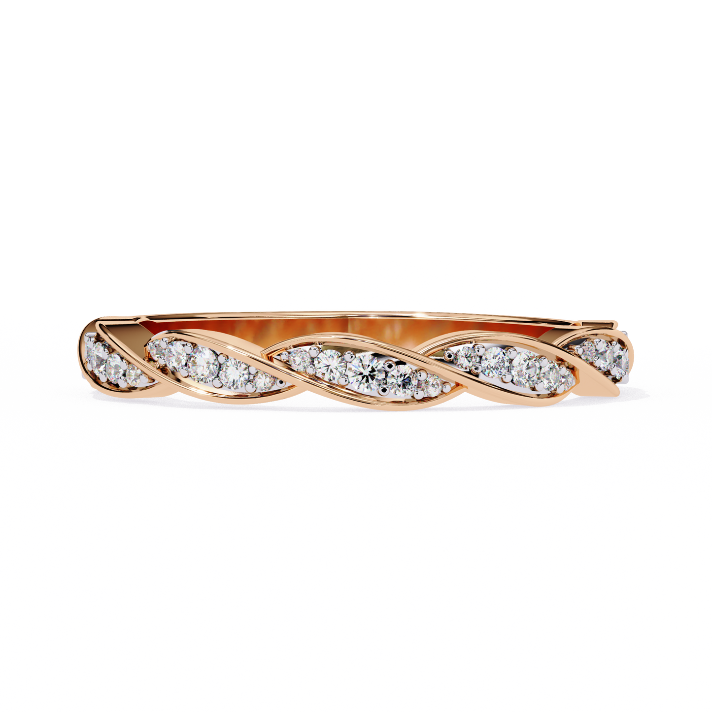 rose gold / moissanite, rose gold / lab grown