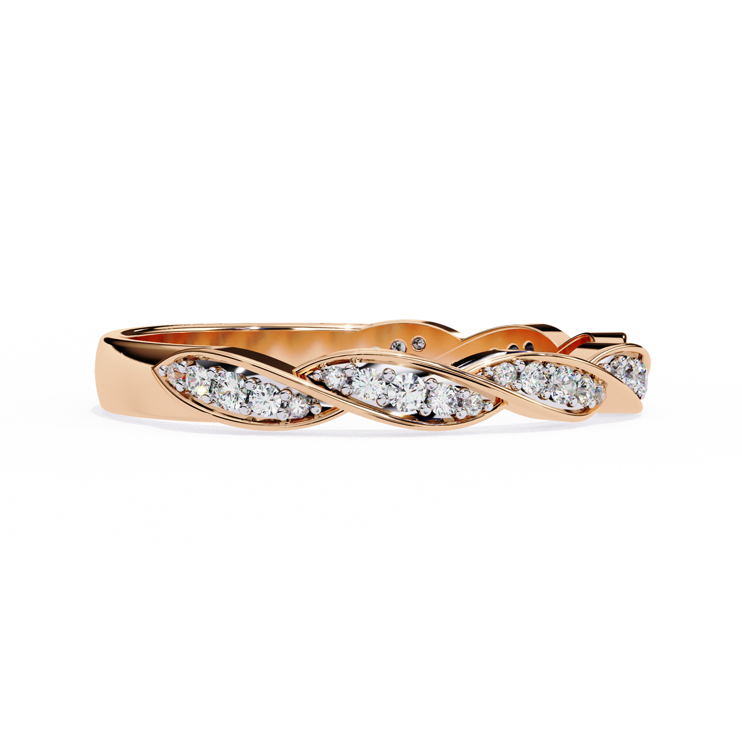 rose gold / moissanite, rose gold / lab grown