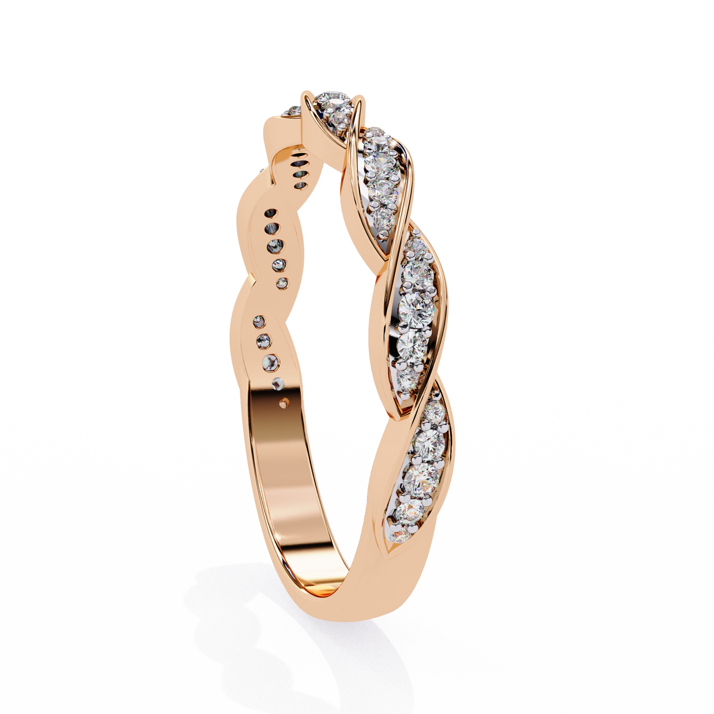 rose gold / moissanite, rose gold / lab grown