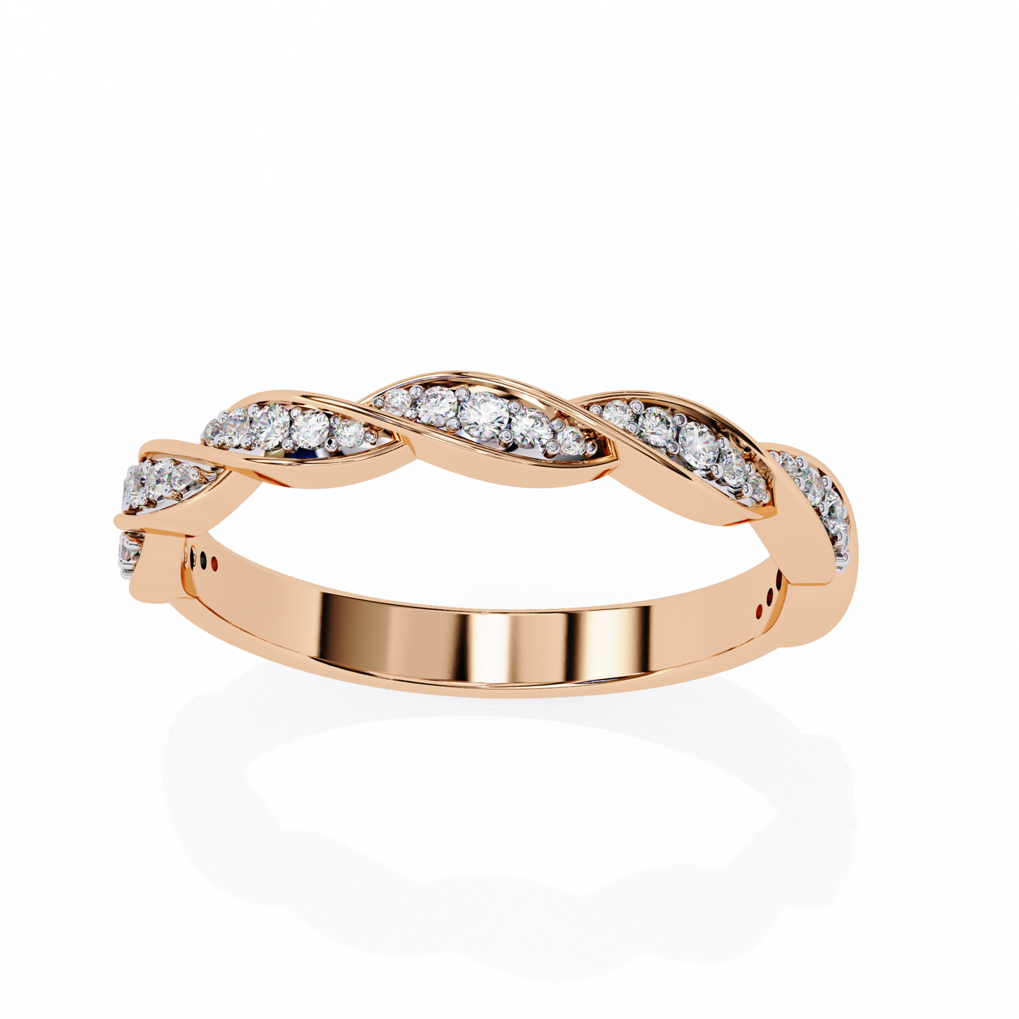 rose gold / moissanite, rose gold / lab grown