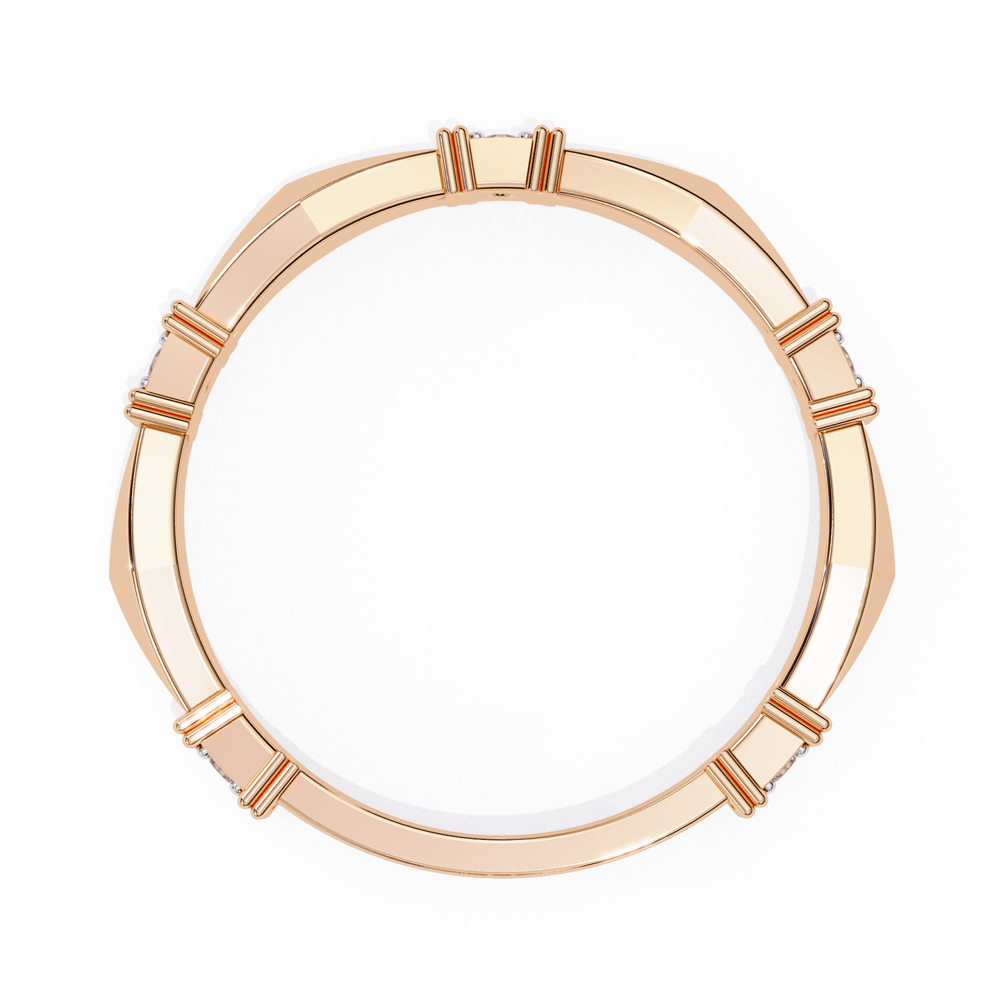 rose gold / moissanite, rose gold / lab grown
