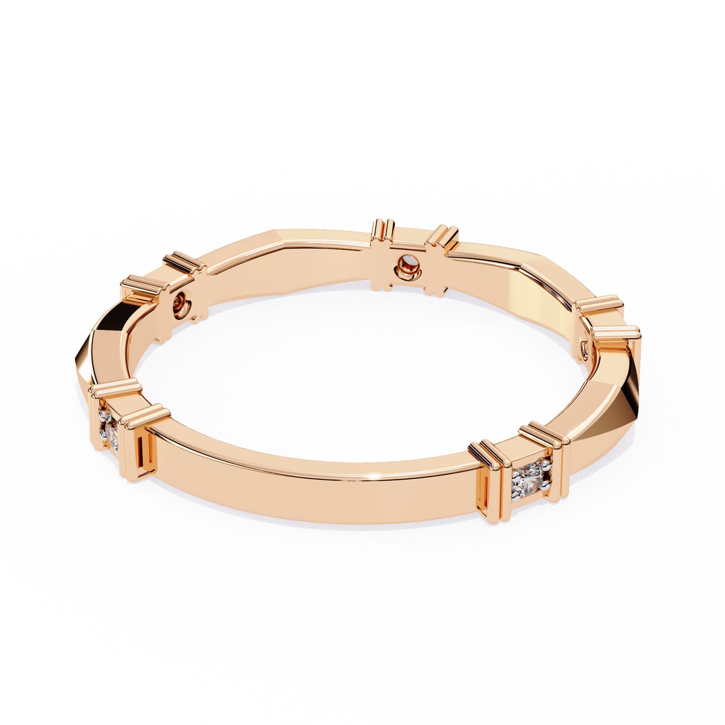 rose gold / moissanite, rose gold / lab grown