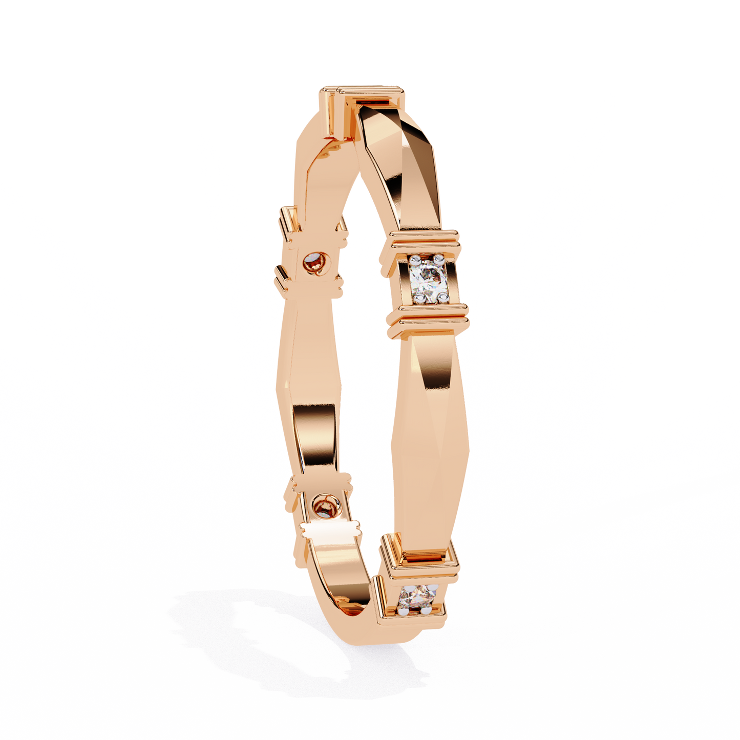 rose gold / moissanite, rose gold / lab grown