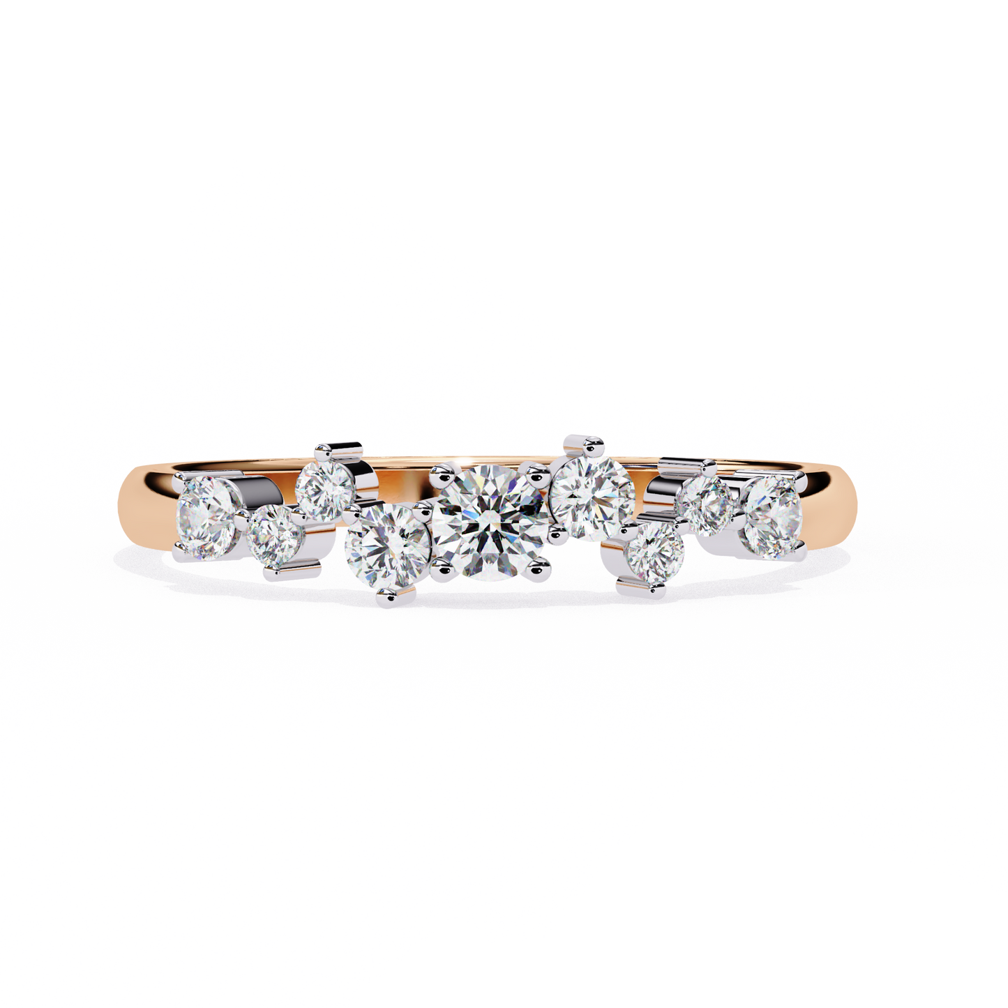 rose gold / moissanite, rose gold / lab grown