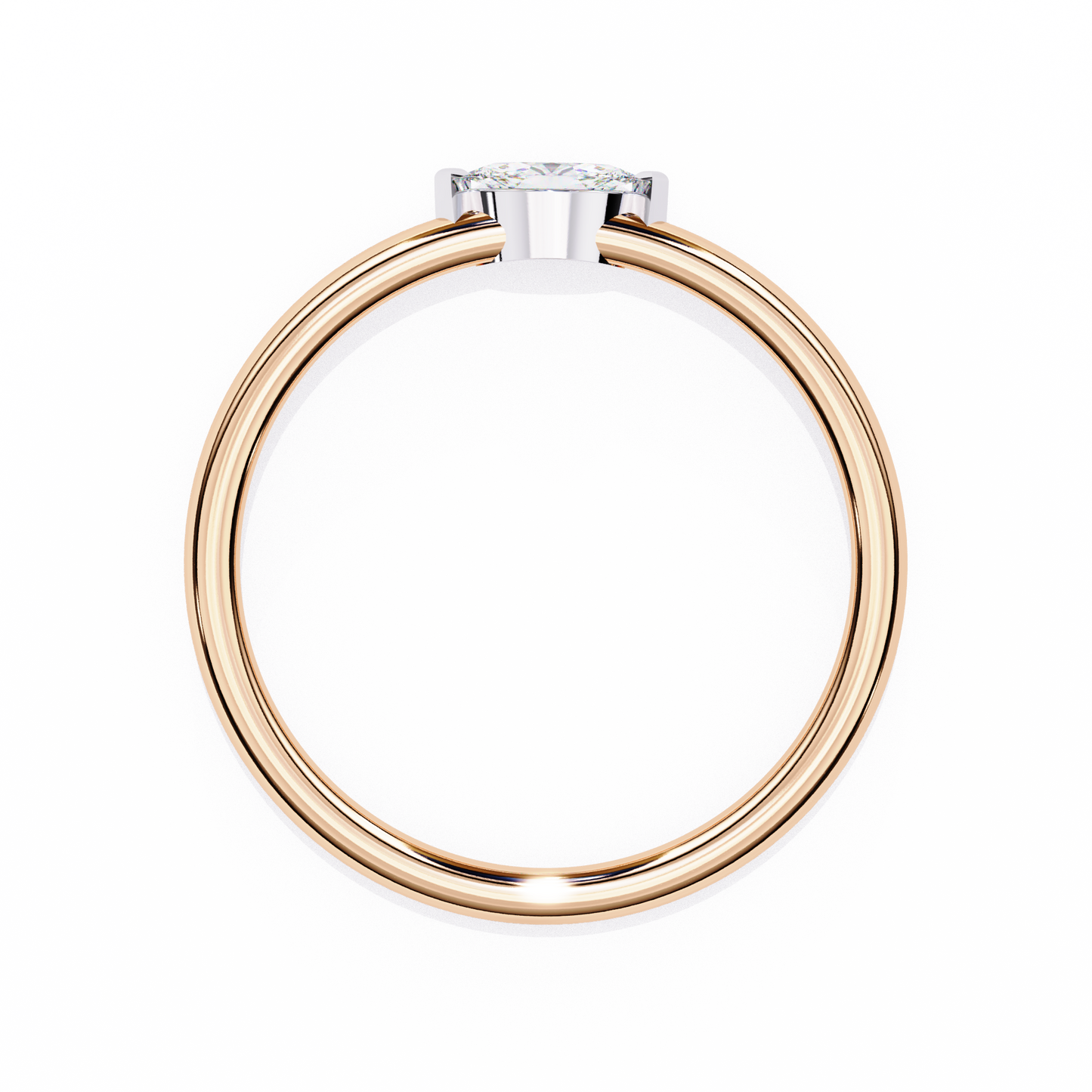 rose gold / moissanite, rose gold / lab grown
