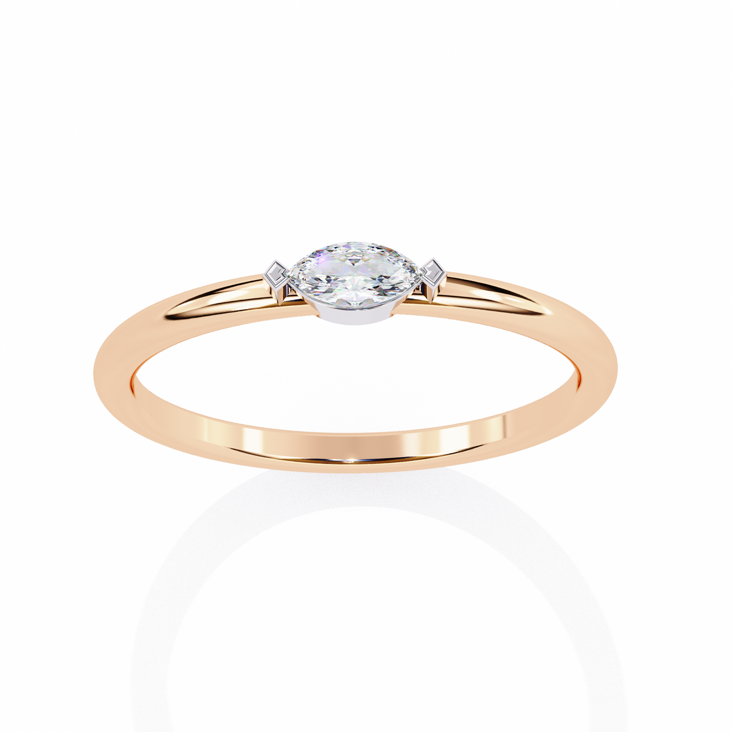 rose gold / moissanite, rose gold / lab grown