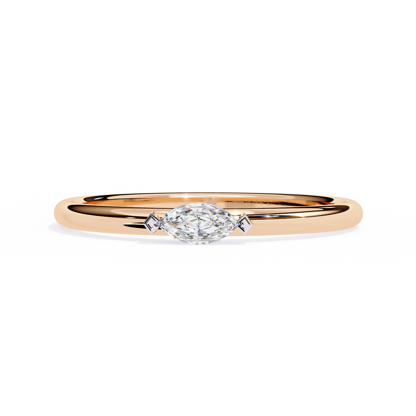 rose gold / moissanite, rose gold / lab grown