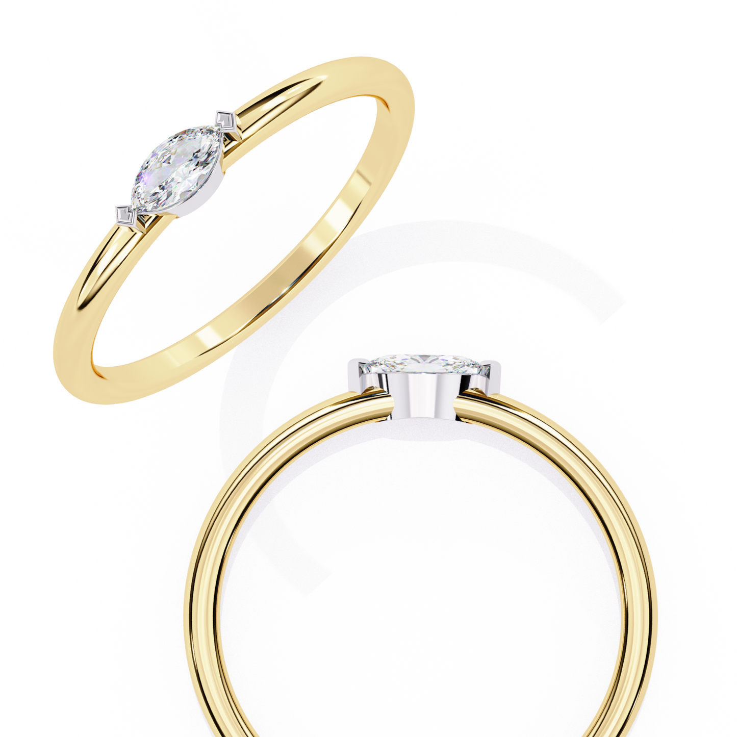 yellow gold / moissanite, yellow gold / lab grown