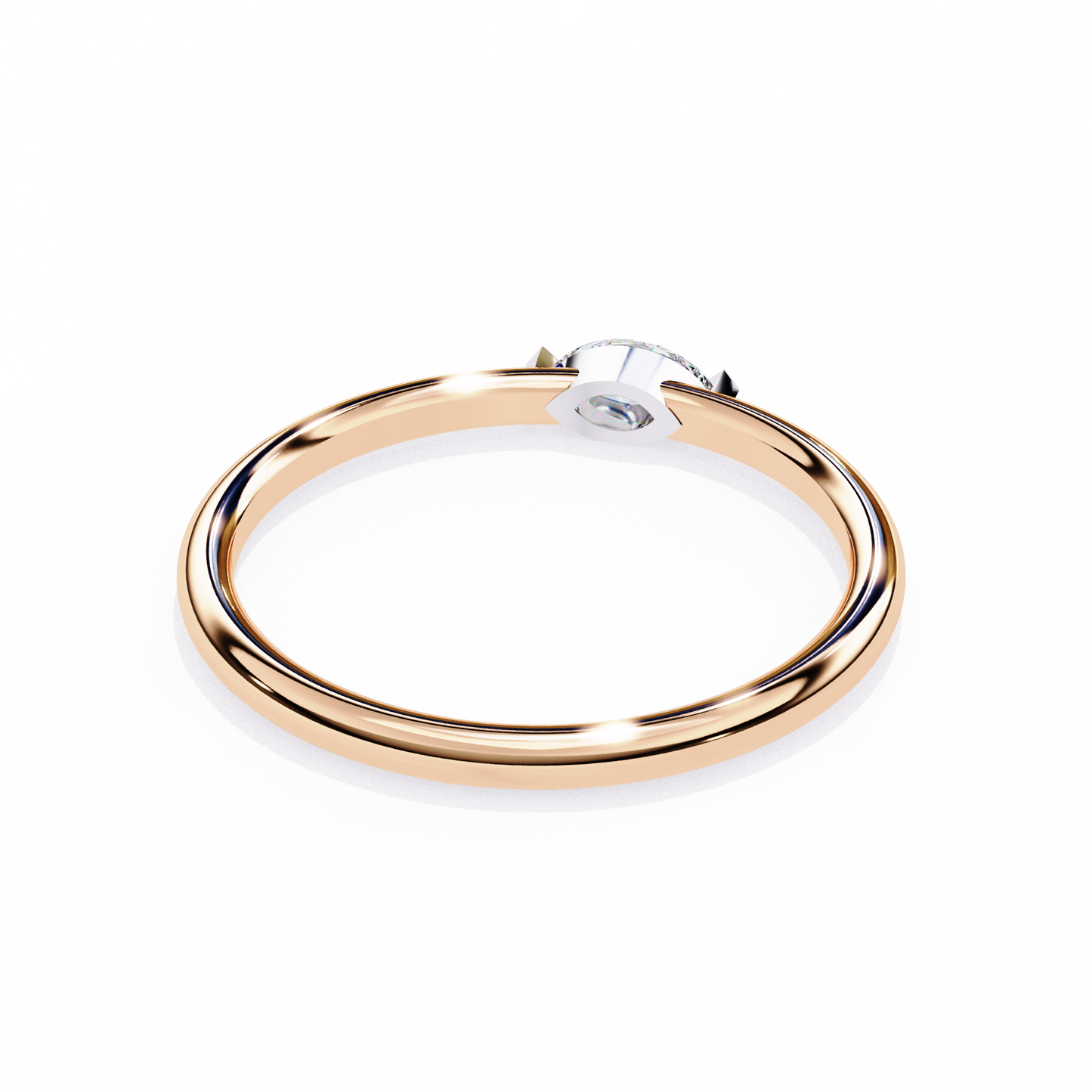 rose gold / moissanite, rose gold / lab grown