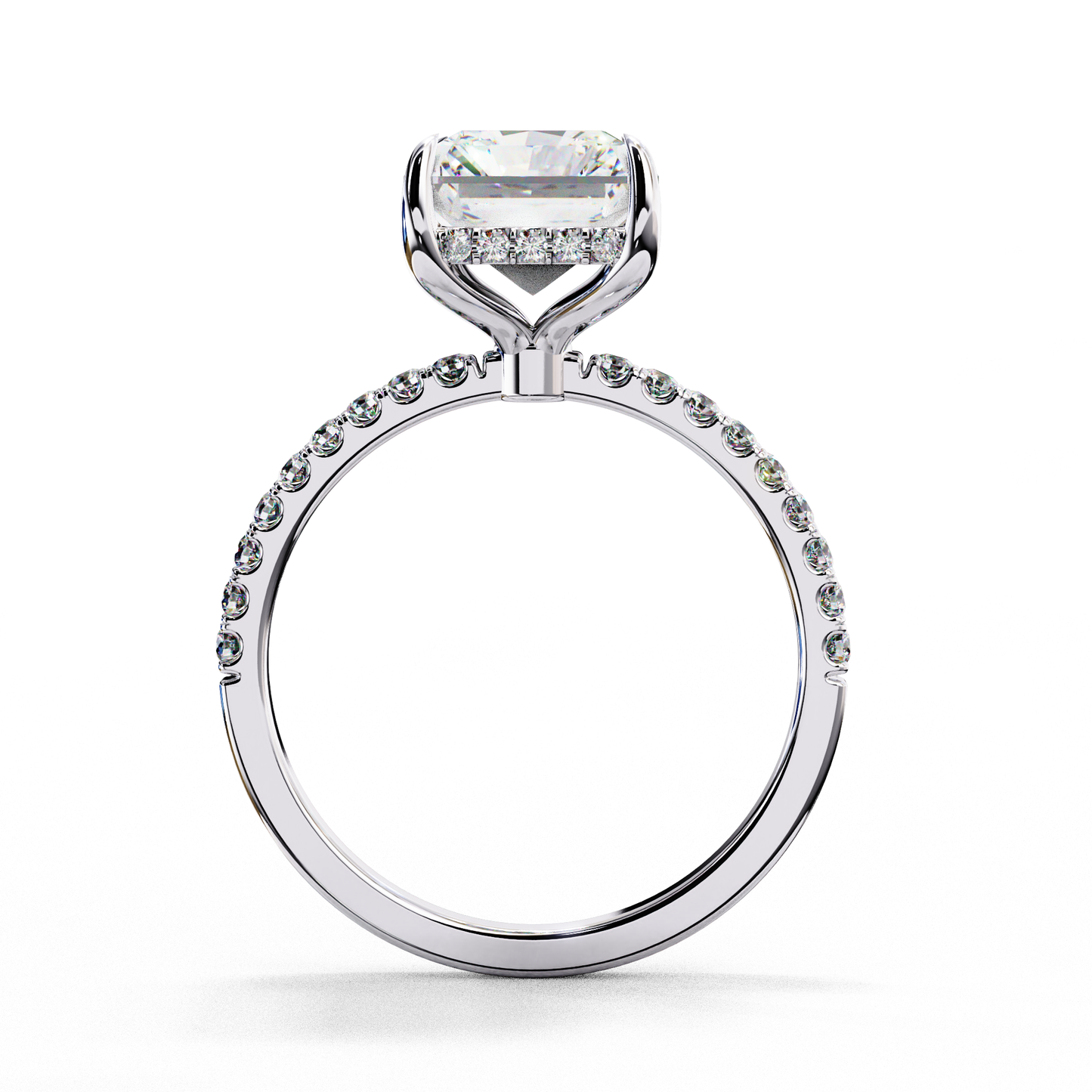 white gold / moissanite, white gold / lab grown, 925 silver / moissanite, 925 silver / lab grown