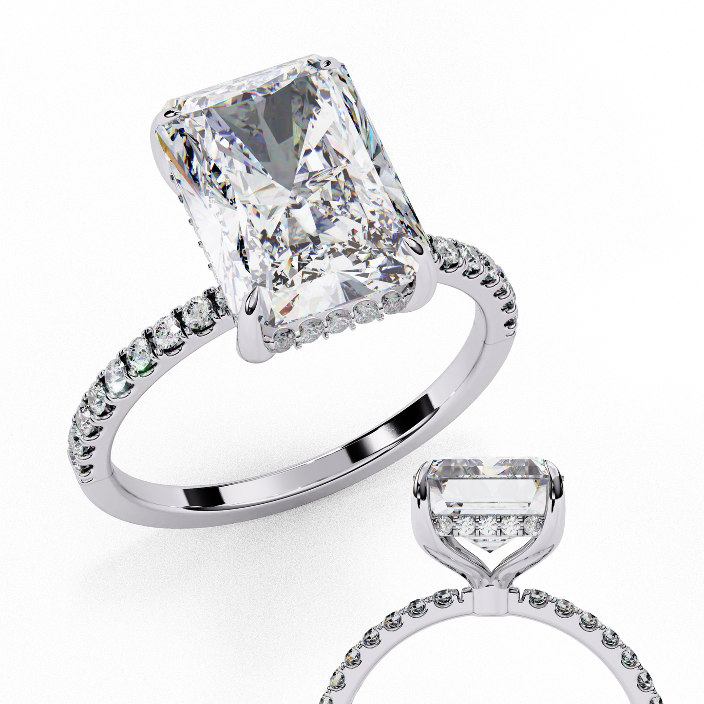 white gold / moissanite, white gold / lab grown, 925 silver / moissanite, 925 silver / lab grown