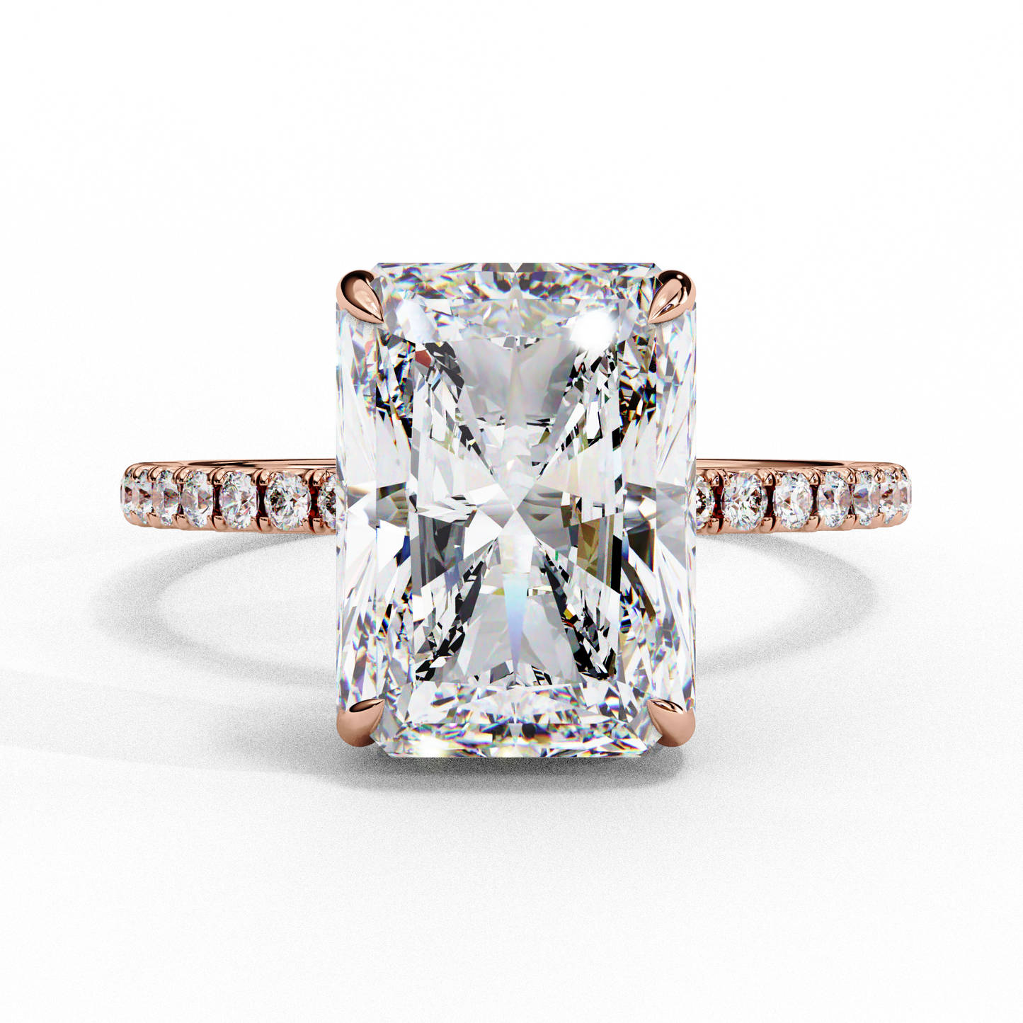 rose gold / moissanite, rose gold / lab grown