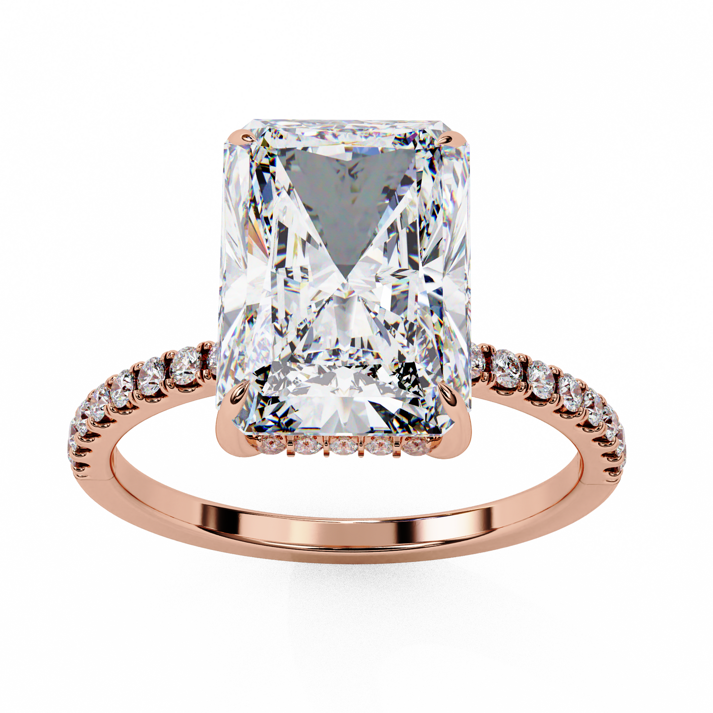 rose gold / moissanite, rose gold / lab grown