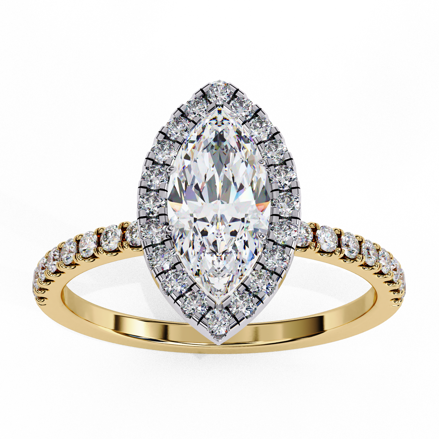 yellow gold / moissanite, yellow gold / lab grown