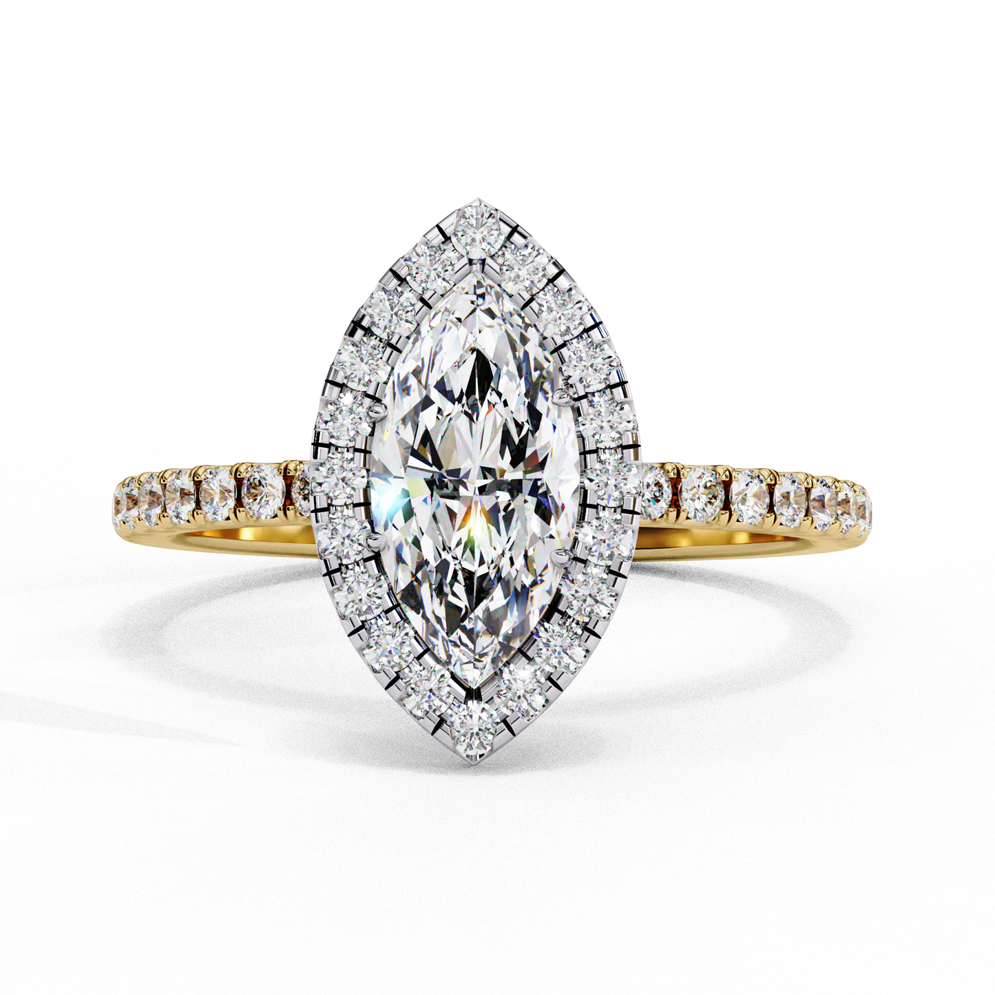 yellow gold / moissanite, yellow gold / lab grown