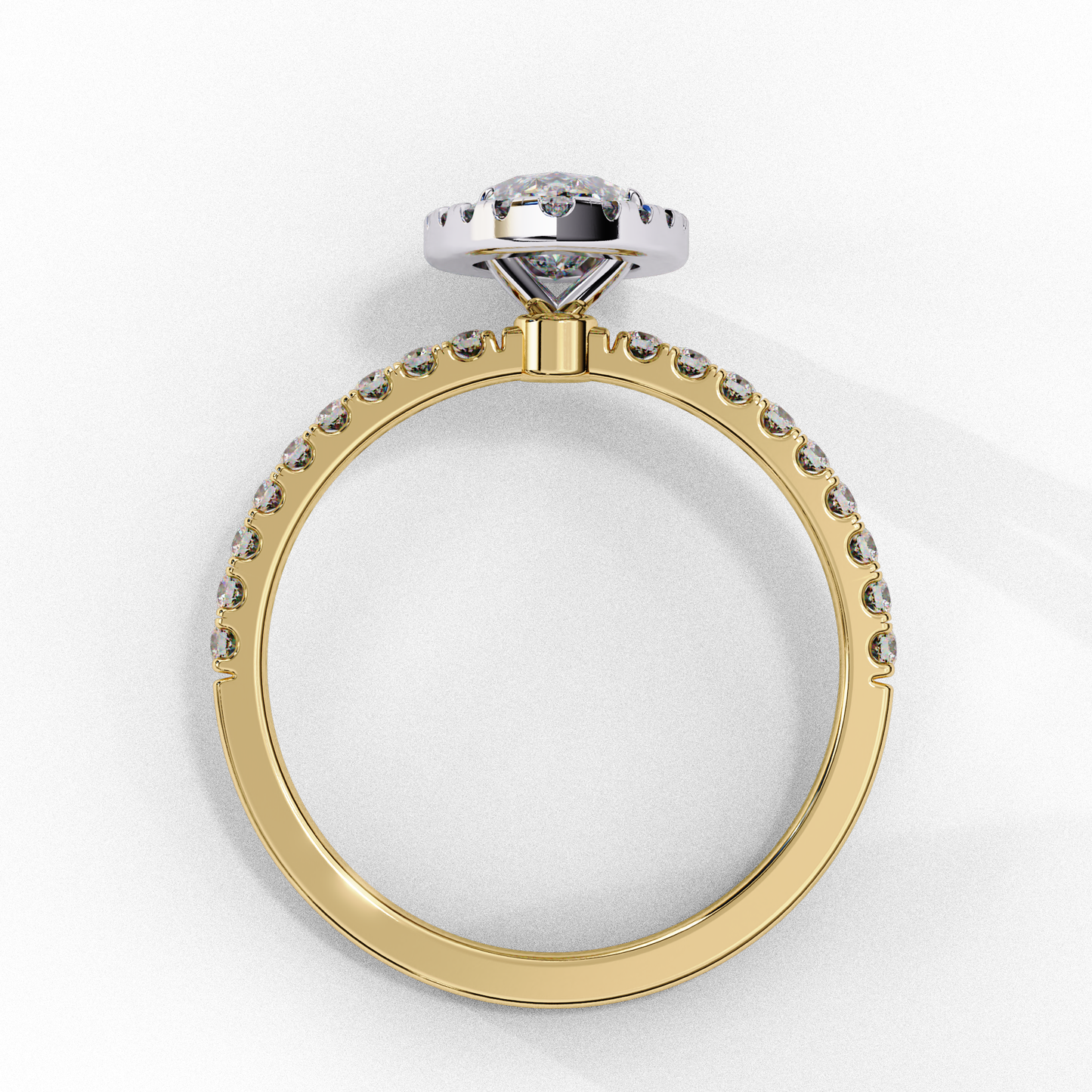 yellow gold / moissanite, yellow gold / lab grown