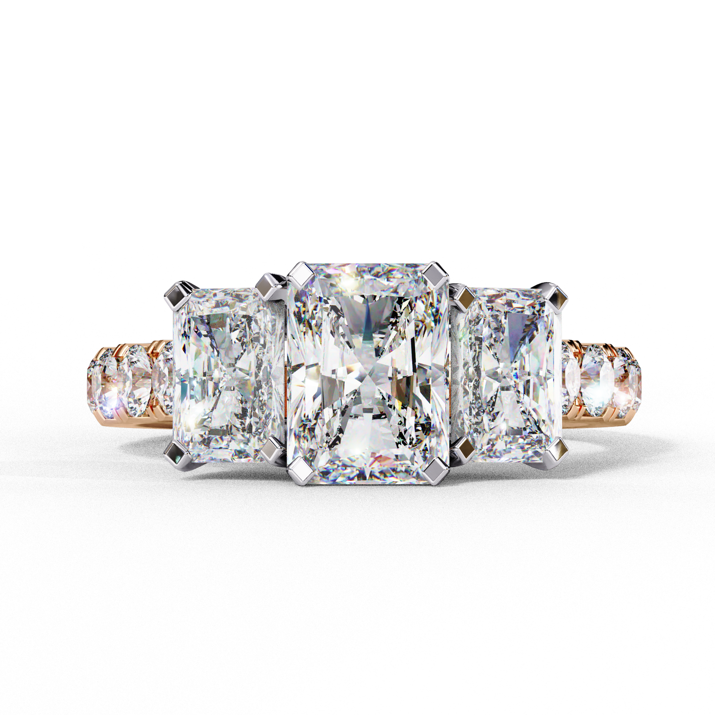 rose gold / moissanite, rose gold / lab grown