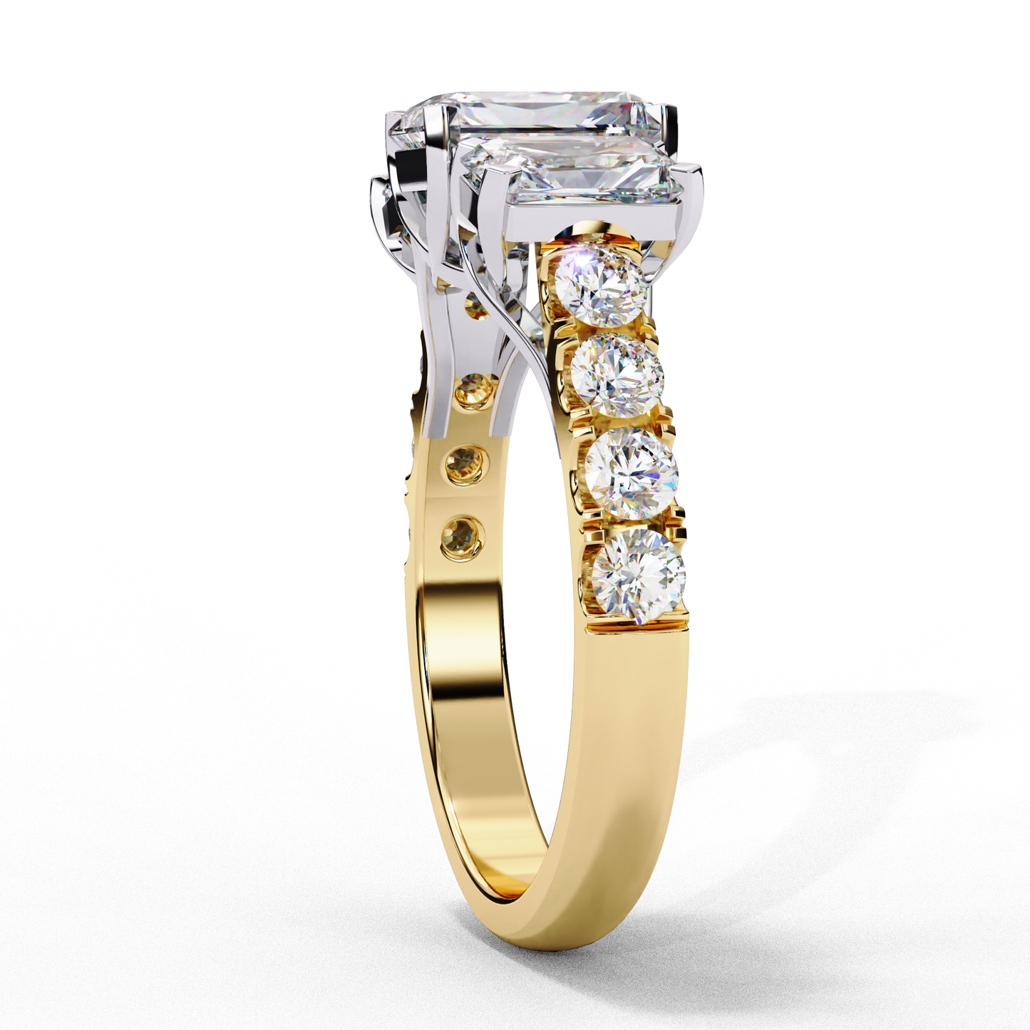 yellow gold / moissanite, yellow gold / lab grown