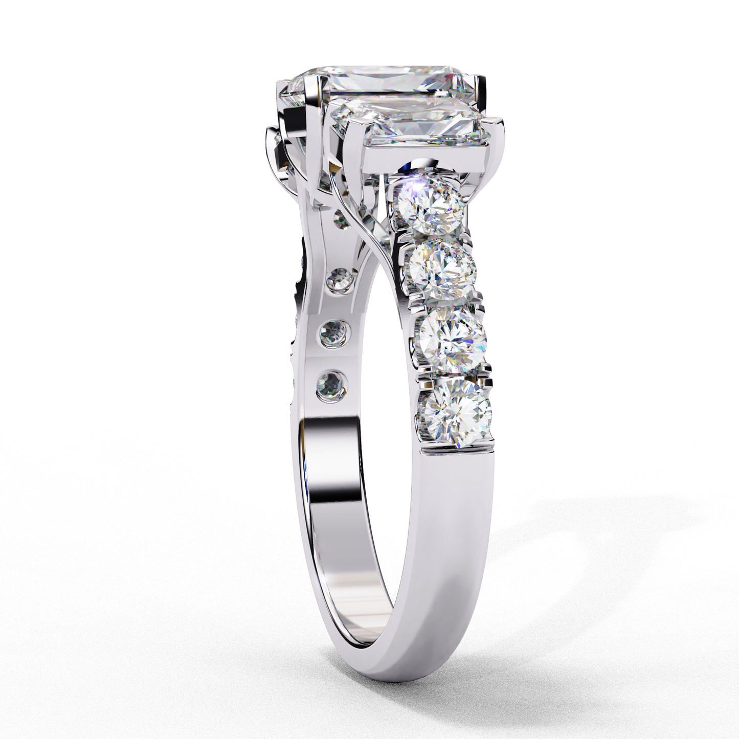 white gold / moissanite, white gold / lab grown