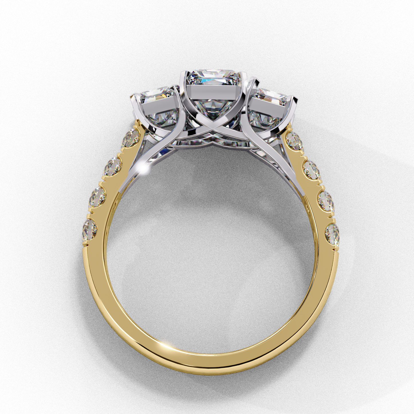 yellow gold / moissanite, yellow gold / lab grown