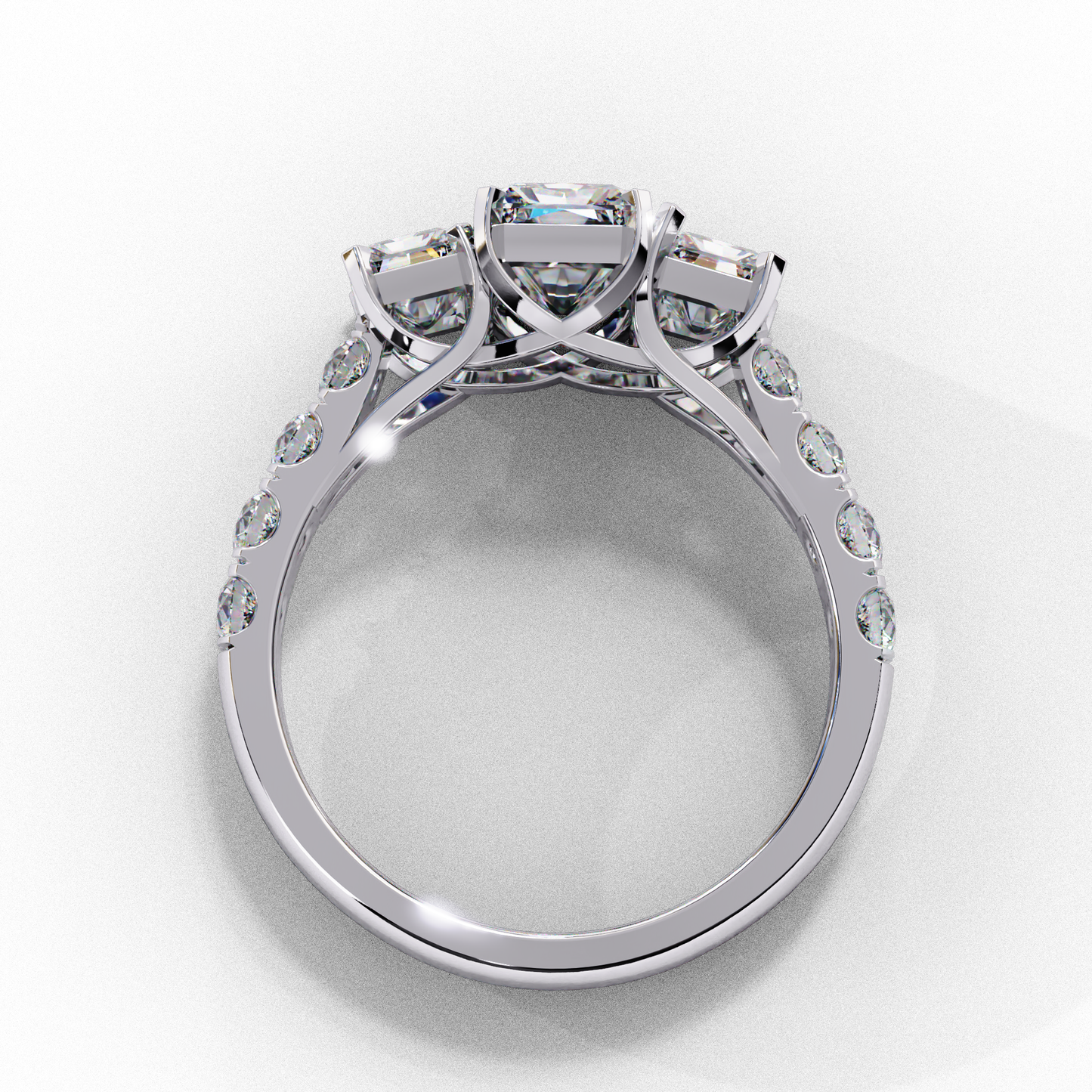 white gold / moissanite, white gold / lab grown