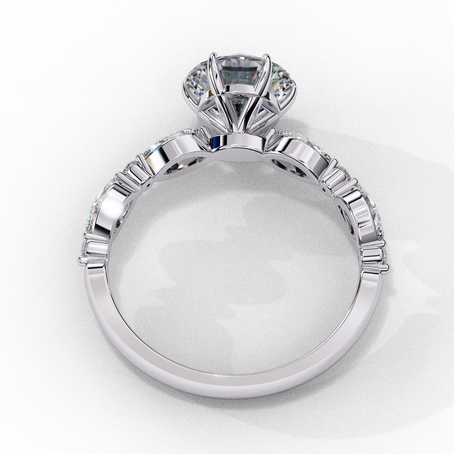 white gold / moissanite, white gold / lab grown