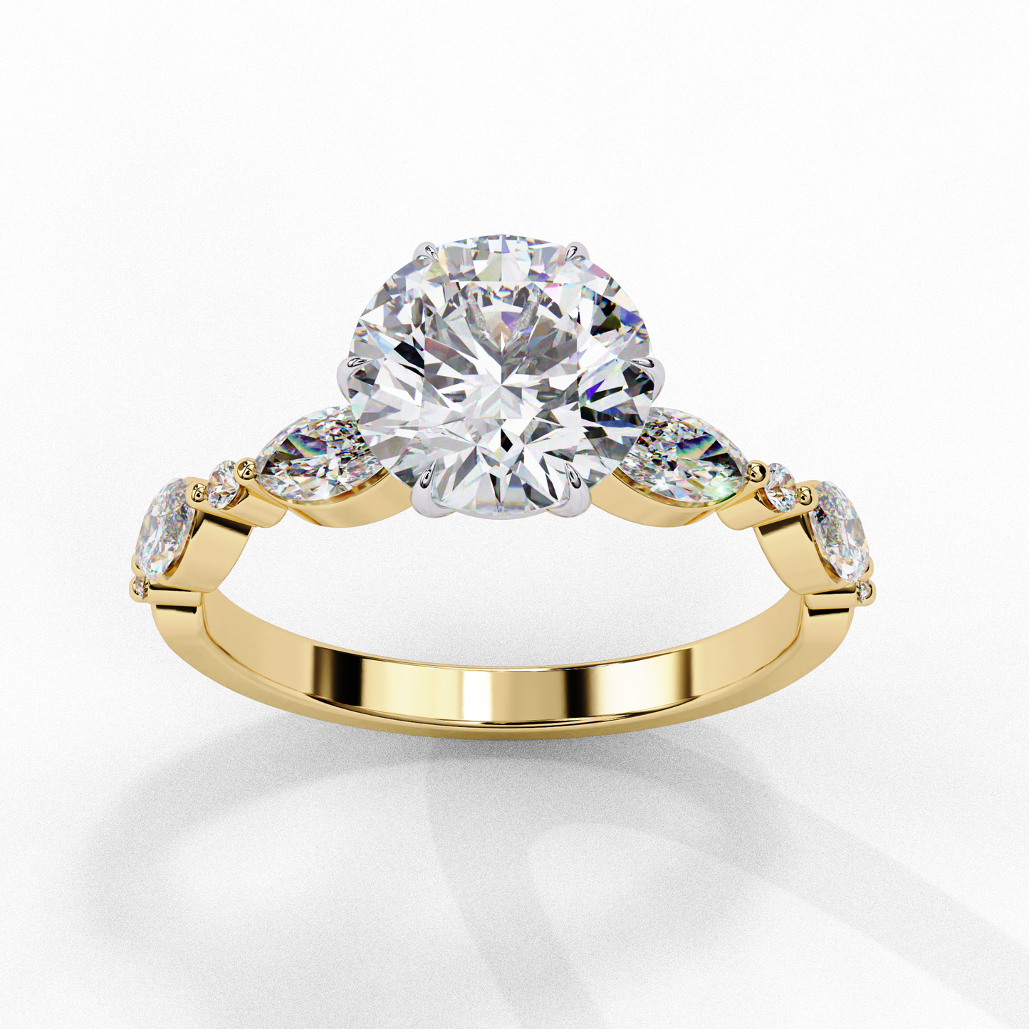 yellow gold / moissanite, yellow gold / lab grown