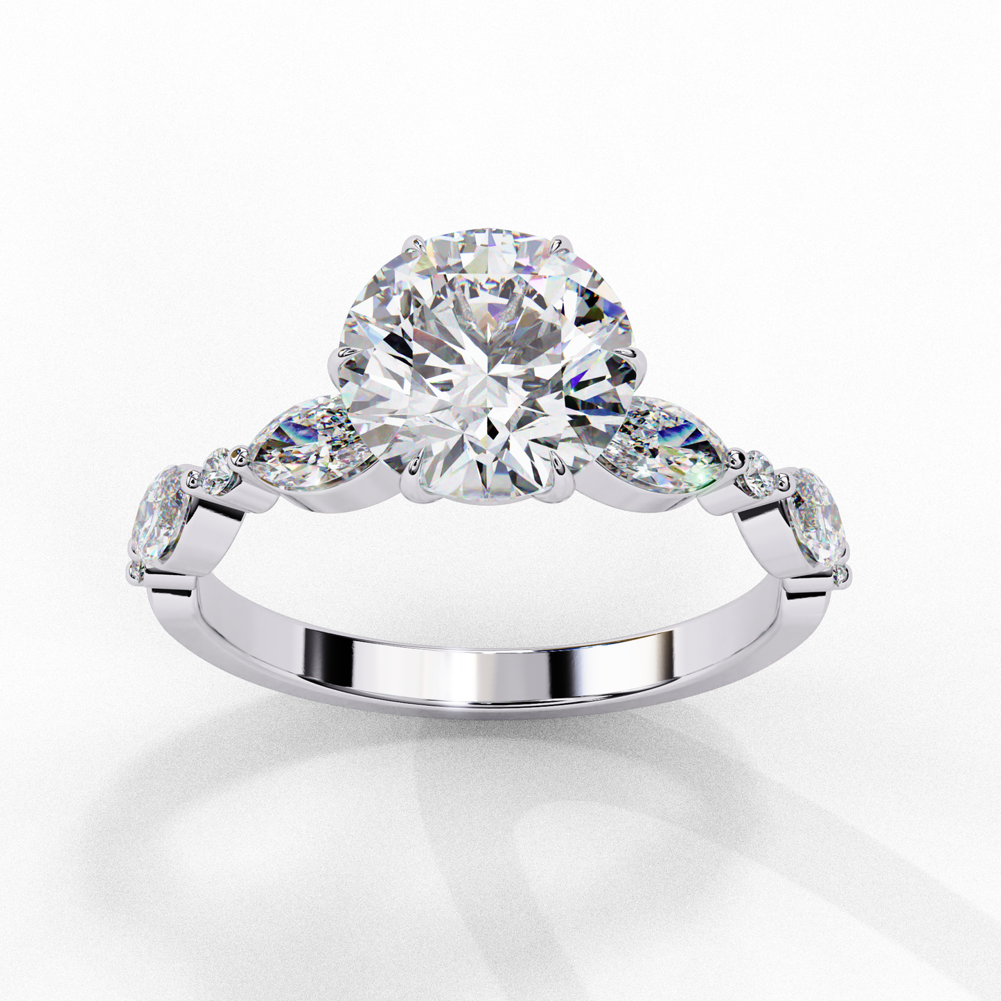 white gold / moissanite, white gold / lab grown