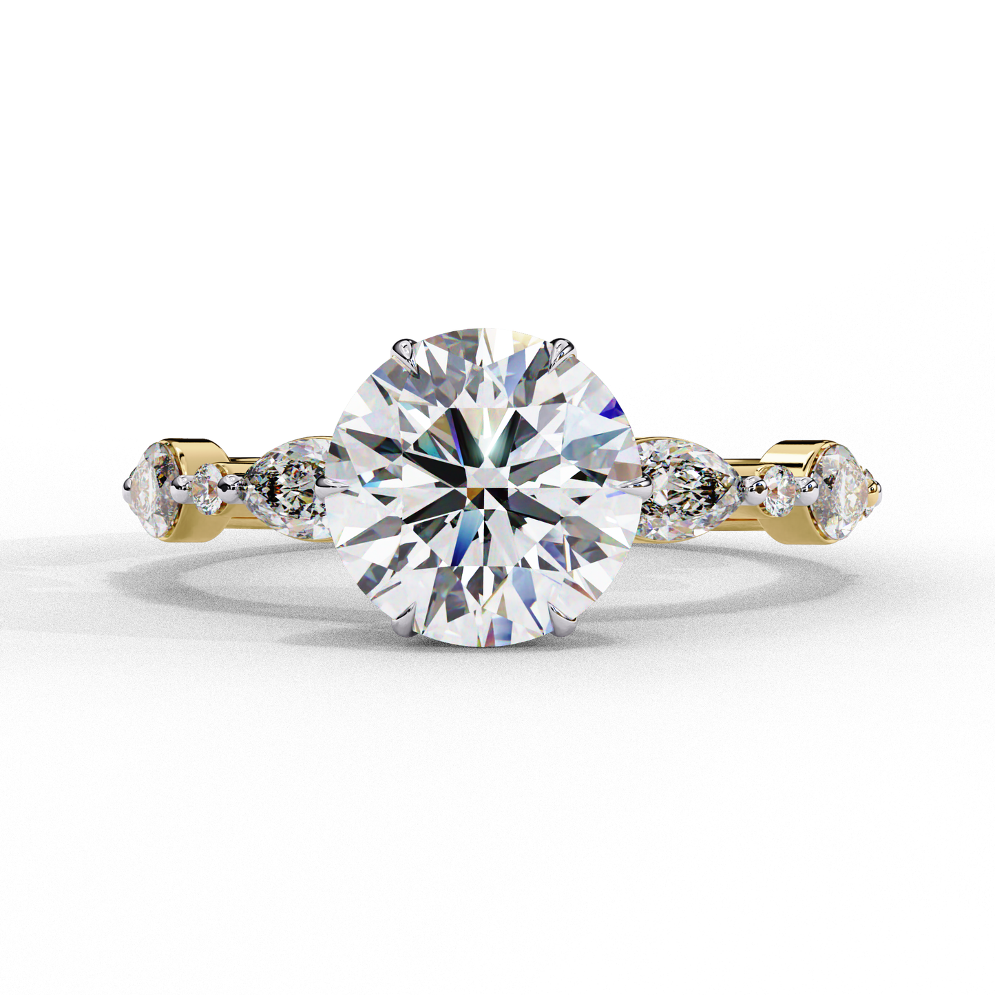yellow gold / moissanite, yellow gold / lab grown