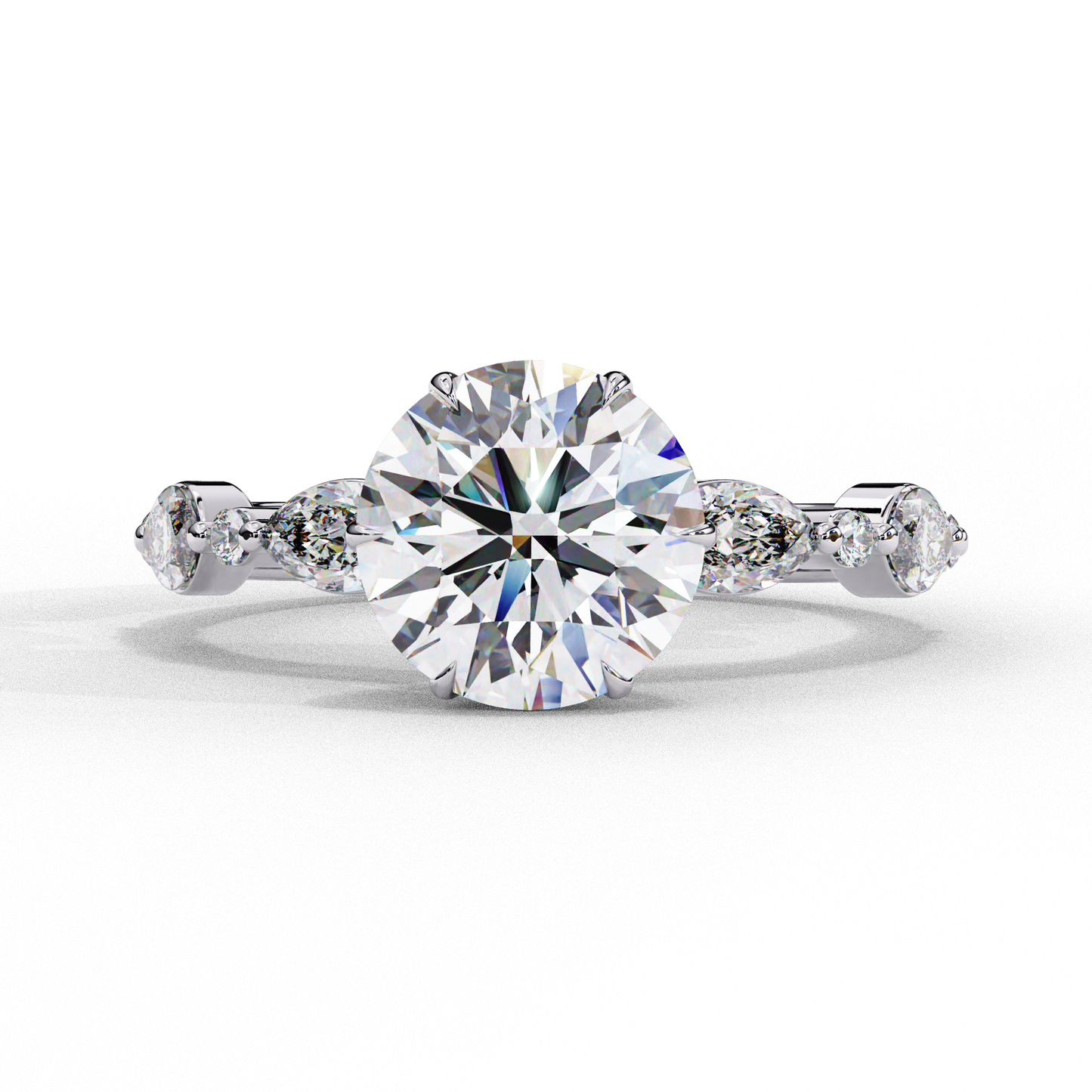 white gold / moissanite, white gold / lab grown
