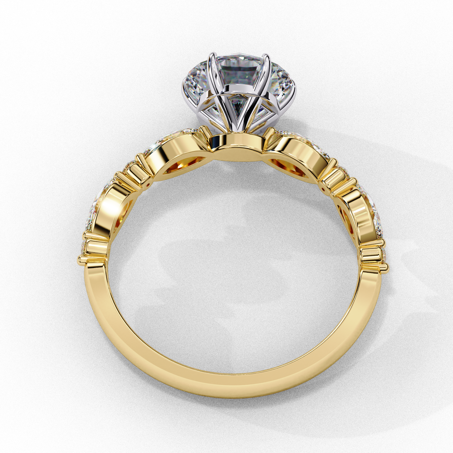 yellow gold / moissanite, yellow gold / lab grown