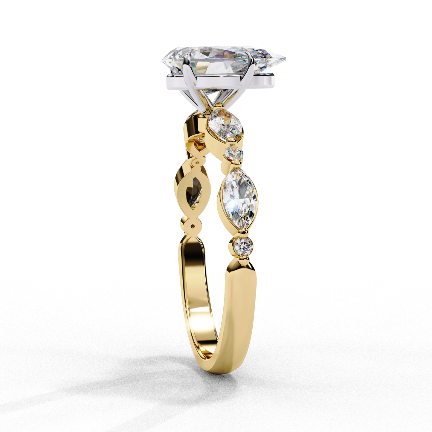 yellow gold / moissanite, yellow gold / lab grown