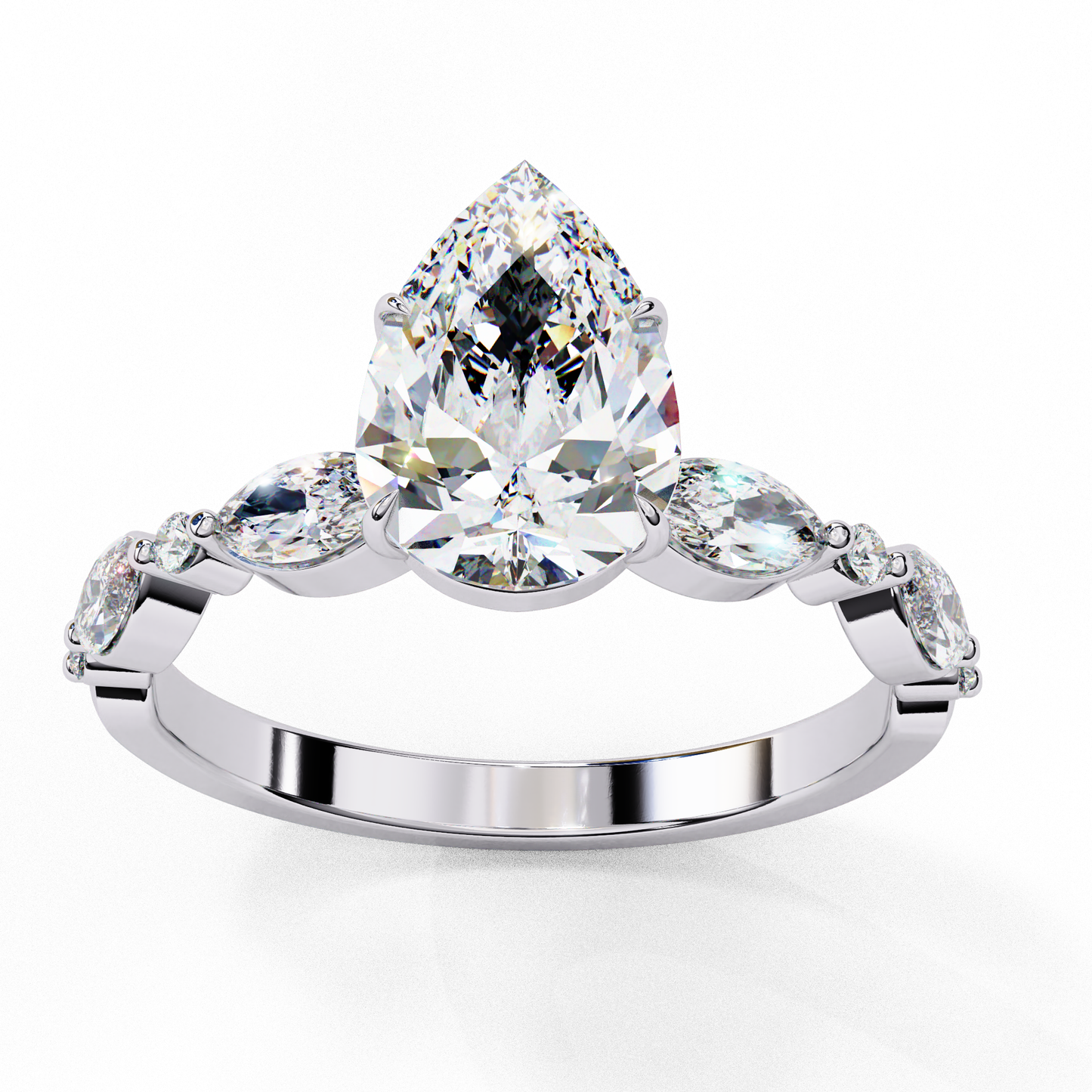 white gold / moissanite, white gold / lab grown