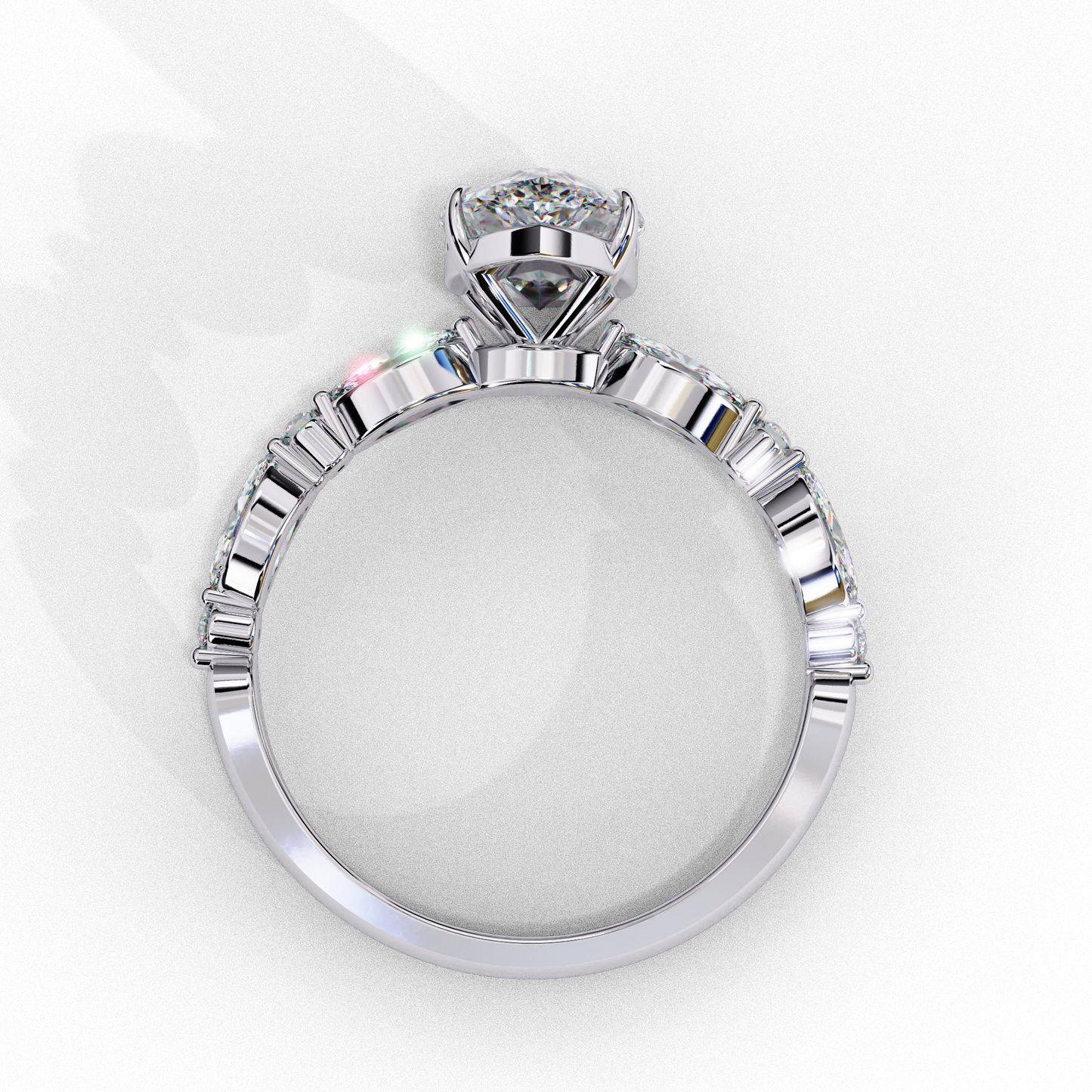 white gold / moissanite, white gold / lab grown