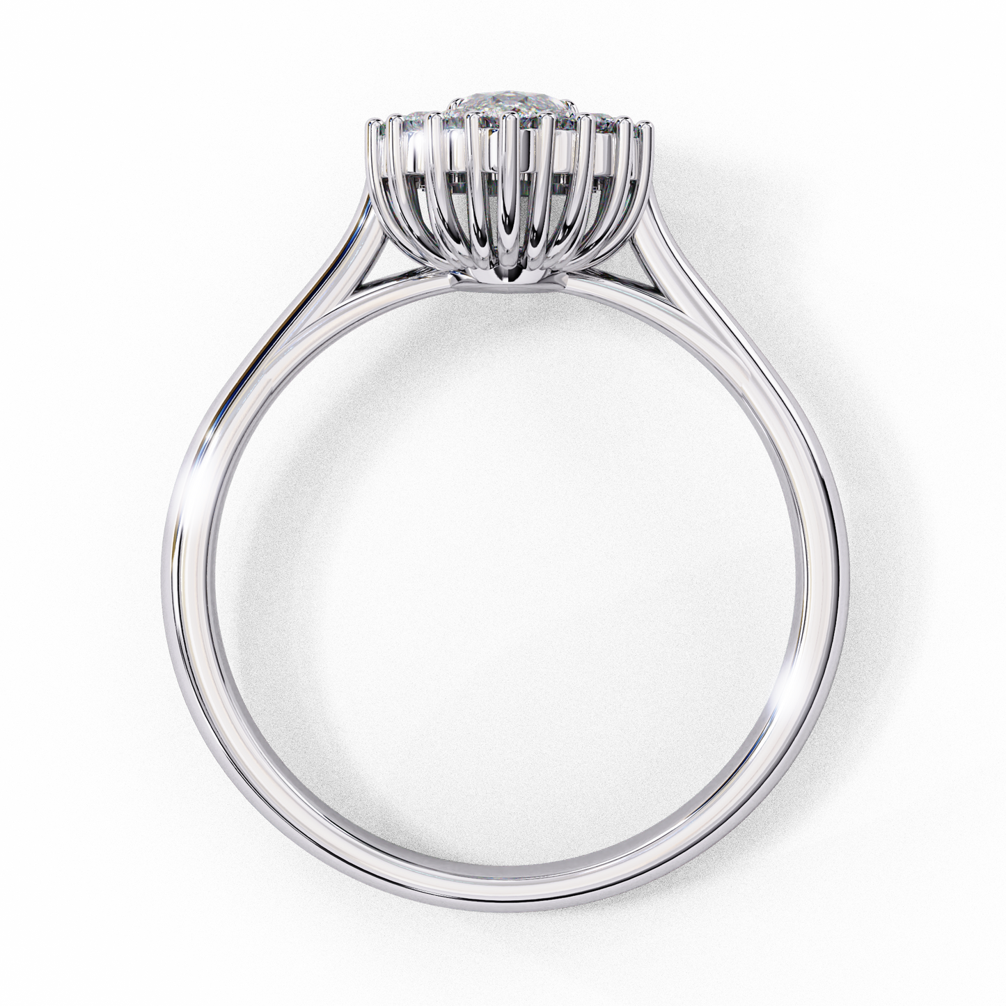 white gold / moissanite, white gold / lab grown