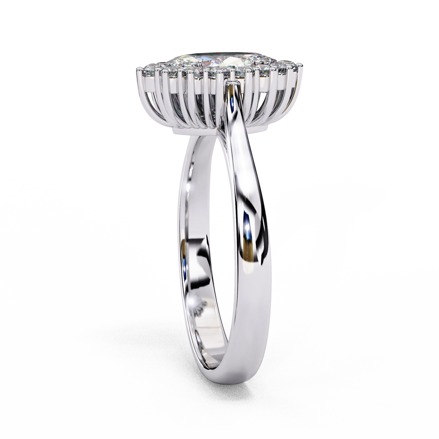 white gold / moissanite, white gold / lab grown