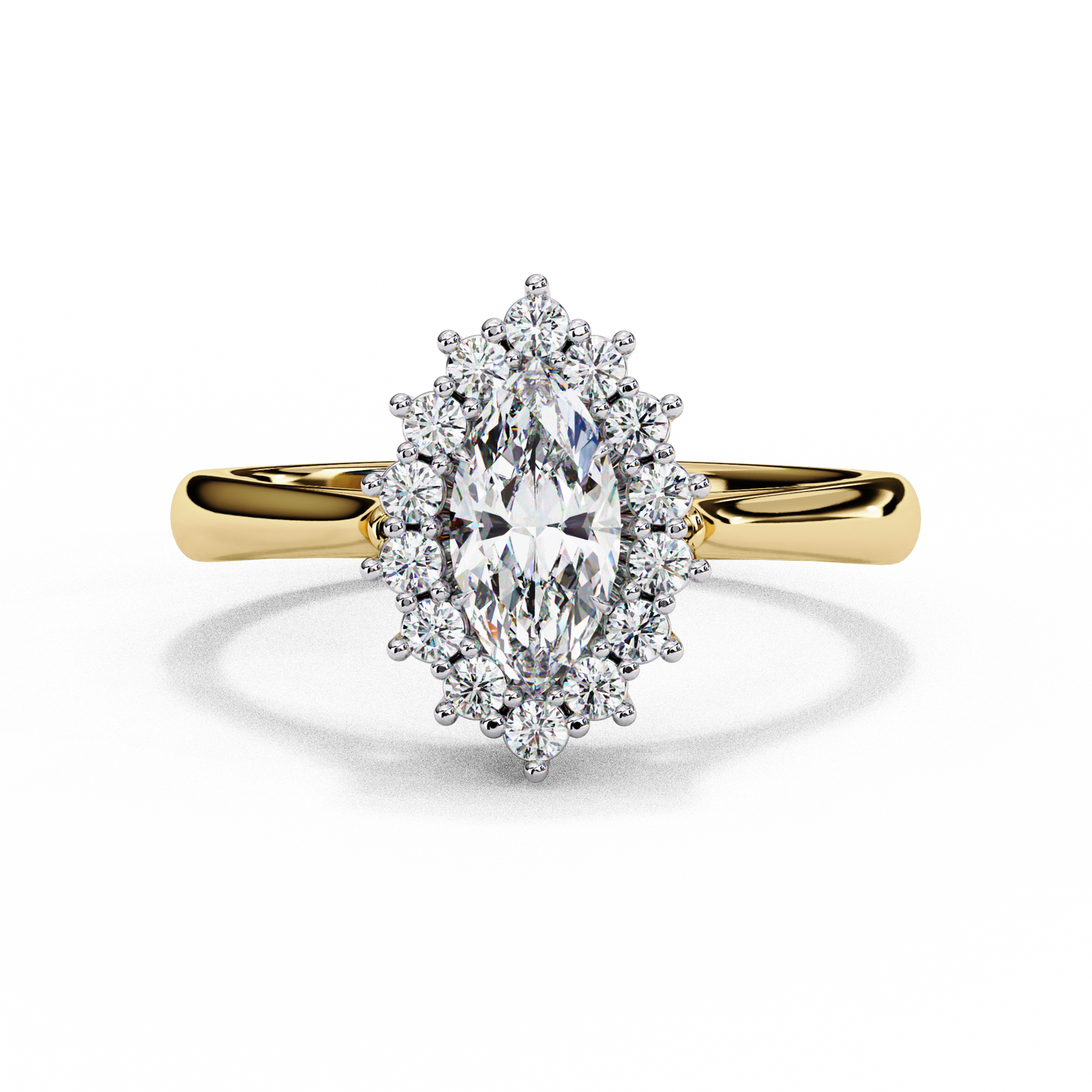yellow gold / moissanite, yellow gold / lab grown