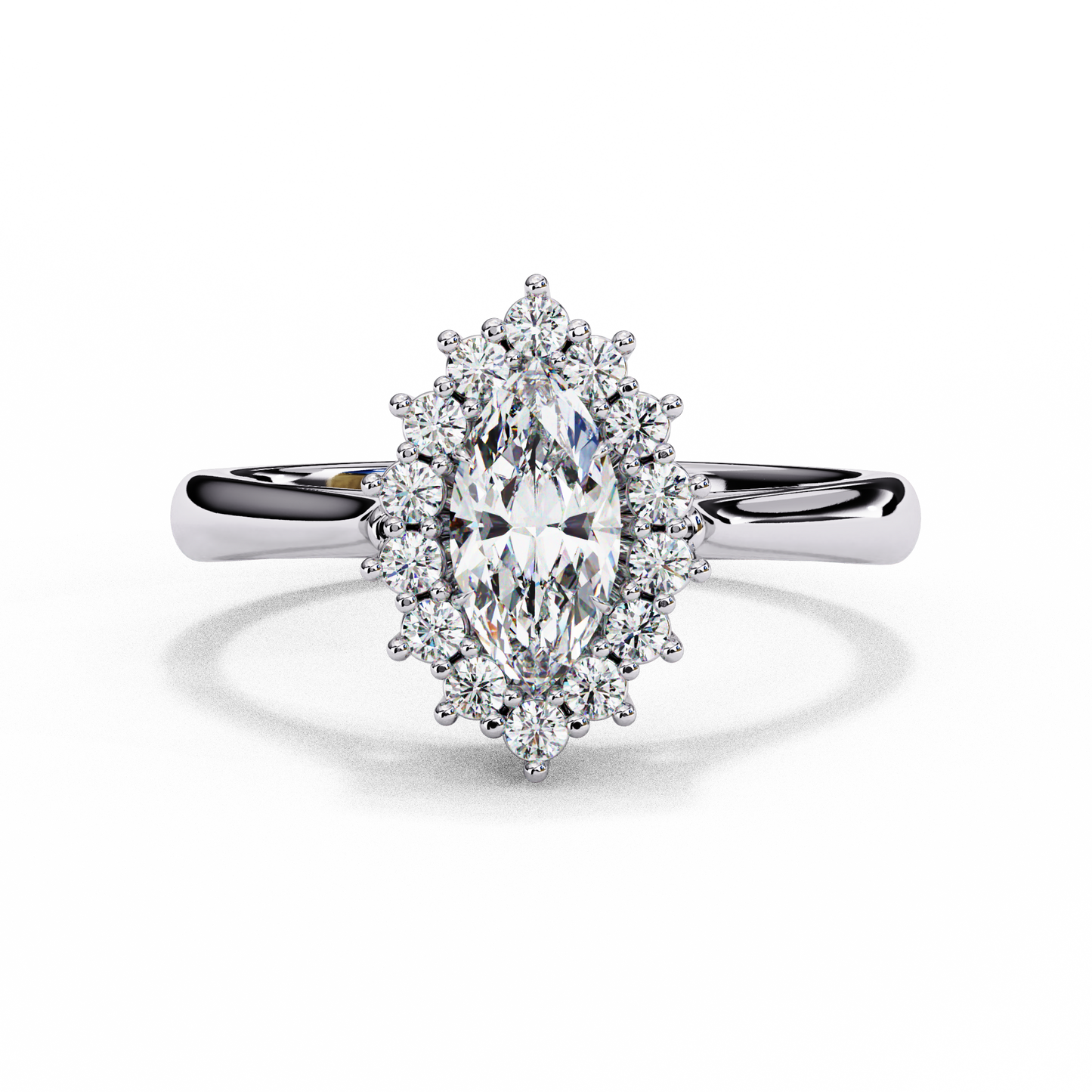 white gold / moissanite, white gold / lab grown