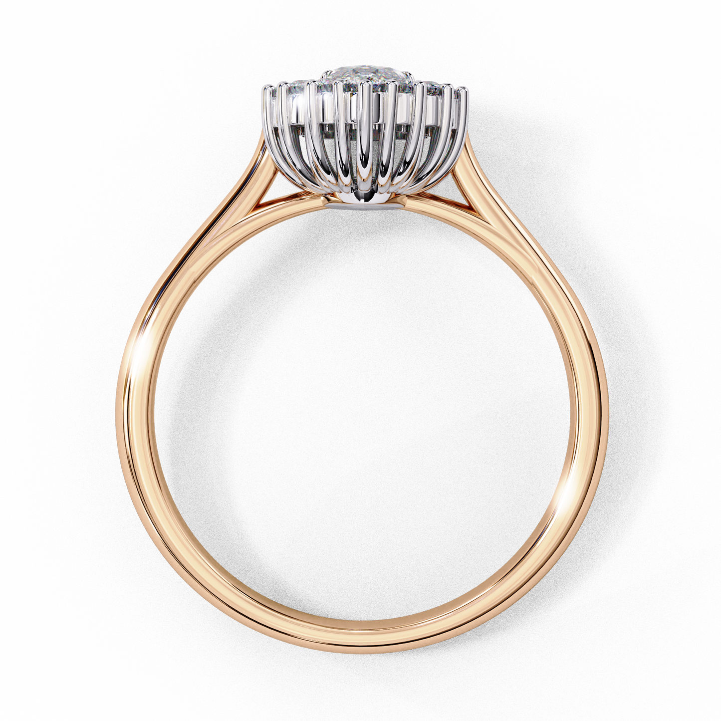 rose gold / moissanite, rose gold / lab grown