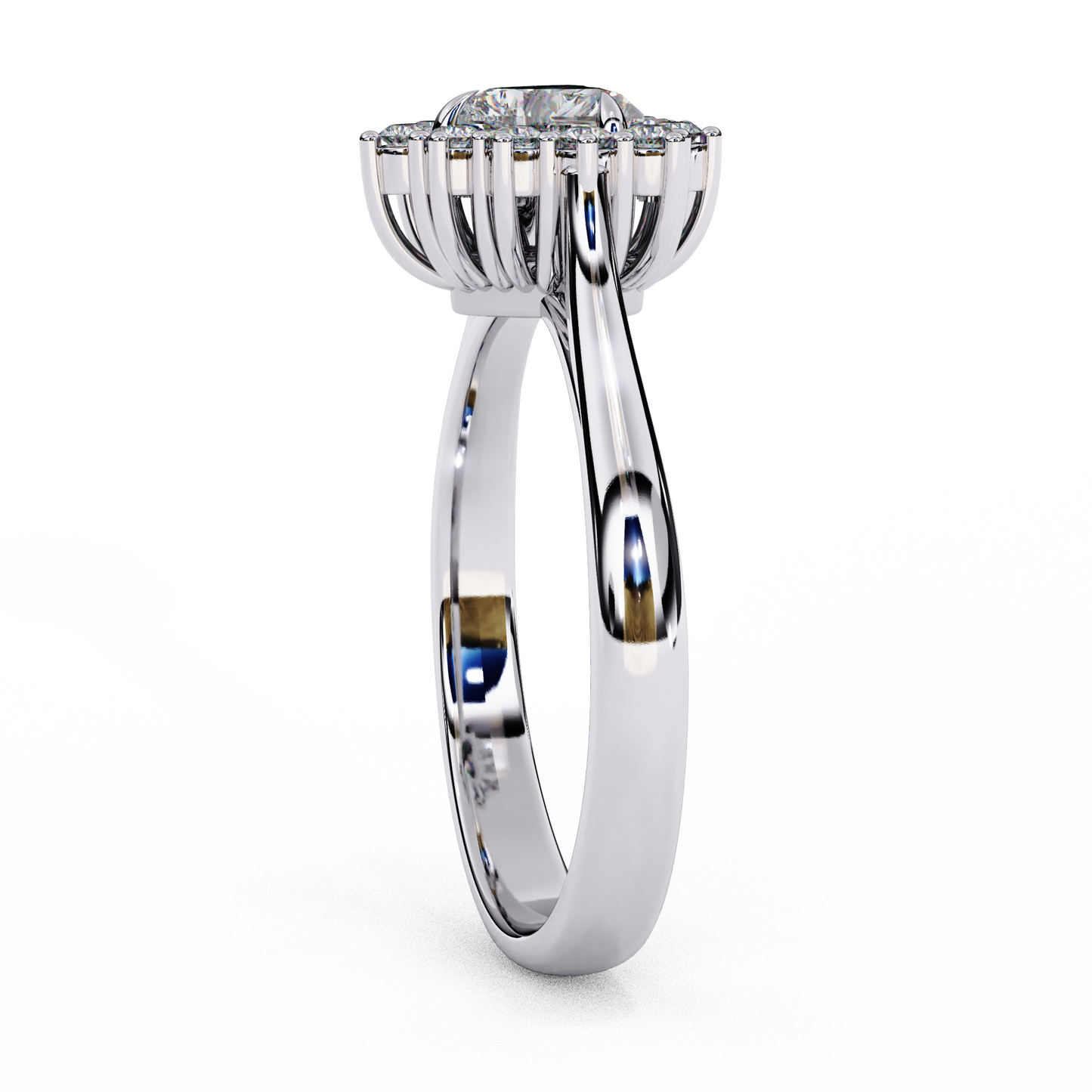 white gold / moissanite, white gold / lab grown