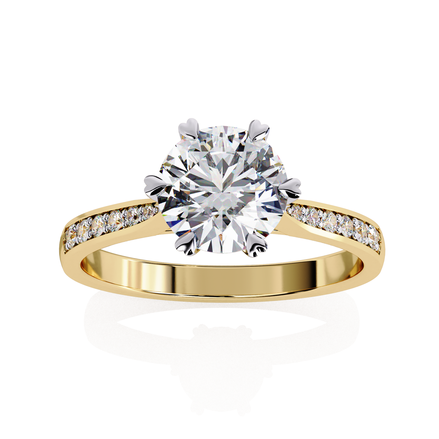 yellow gold / moissanite, yellow gold / lab grown