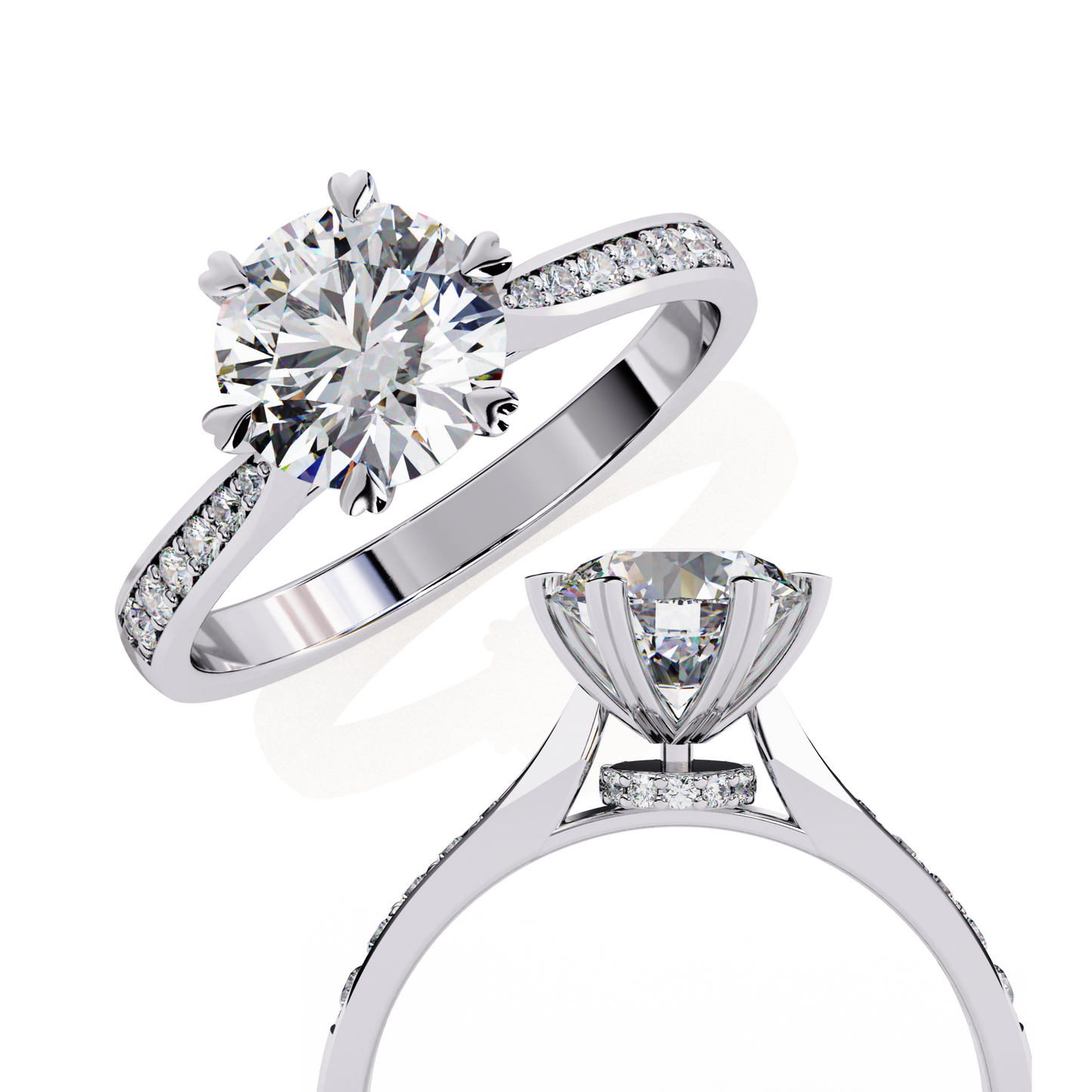 white gold / moissanite, white gold / lab grown, 925 silver / moissanite, 925 silver / lab grown